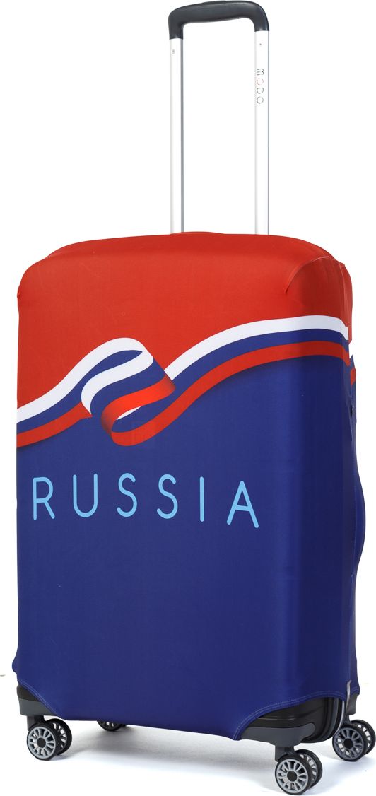 Чехол для чемодана Mettle Russia, размер M (высота чемодана: 65-75 см)LK-21000042 Чехол для чемодана Mettle Russia, размер M (высота чемодана: 65-75 см)LK-21000042Модный универсальный чехол METTLE подходит для средних чемоданов размера М (высота: 65-75 см, ширина: 40-46 см, глубина: 25-32 см). Он выполнен из спандекса. Эластичная ткань со специальной UF-водоотталкивающей пропиткой лучше защитит ваш чемодан от грязи и солнечных лучей. Картинка чехла надолго останется яркой и красочной. Две боковые потайные молнии, усиленные дополнительными швами, предохраняют боковые стороны и ручки чемодана от царапин и легких повреждений. Резинка с удобной соединяющей застёжкой надёжно фиксирует чехол на чемодане. Нижняя молния имеет автоматический замок бегунка. В швы багажного чехла дополнительно вшит эластичный жгут для лучшей усадки и фиксации на чемодан. Вся фурнитура изготовлена в фирменном дизайне METTLE.Чехол упакован в функциональный мешочек из аналогичной ткани, который вы сможете использовать для хранения и переноски предметов небольшого размера.