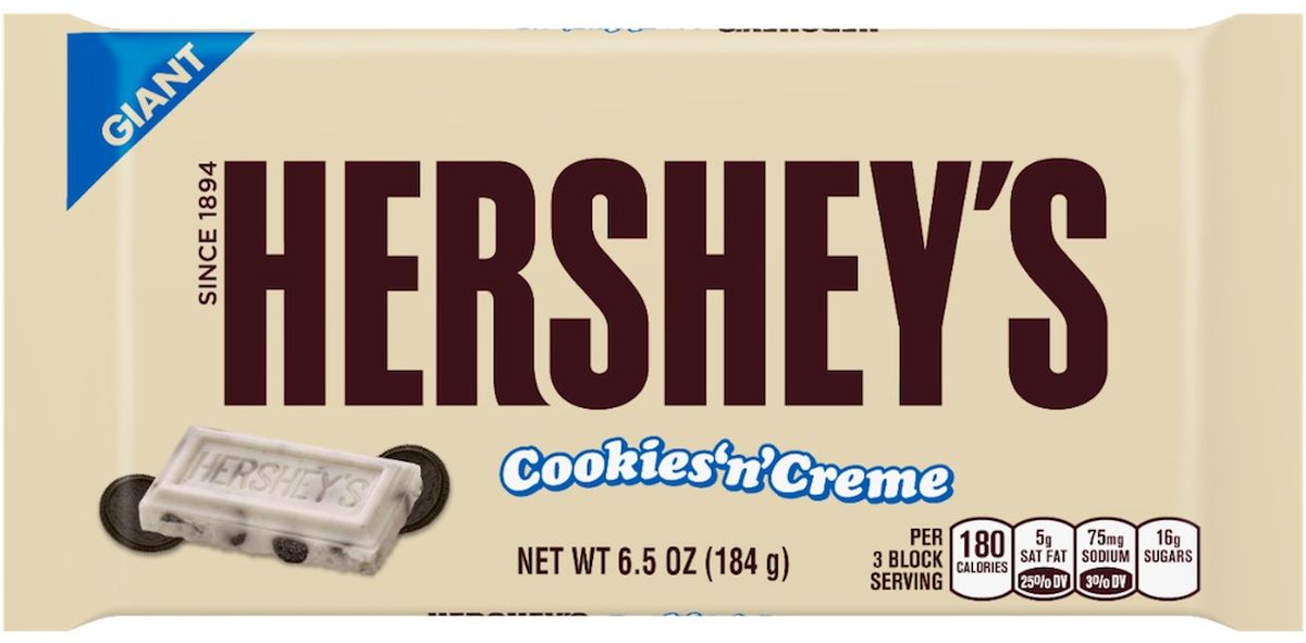 Hersheys белый шоколад с кусочками печенья гигантская плитка, 184 г5 Hersheys белый шоколад с кусочками печенья гигантская плитка, 184 г5Молочный белый шоколад с кусочками печенья. Сливочный вкус со вкусом шоколадного печенья.Уважаемые клиенты! Обращаем ваше внимание на то, что упаковка может иметь несколько видов дизайна. Поставка осуществляется в зависимости от наличия на складе.