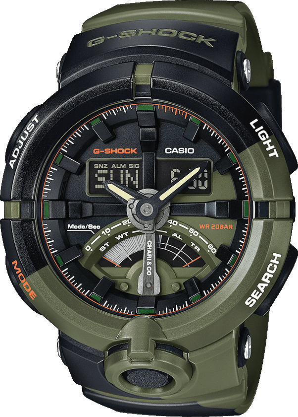 Наручные часы мужские Casio G-Shock, цвет: хаки, черный. GA-500K-3A