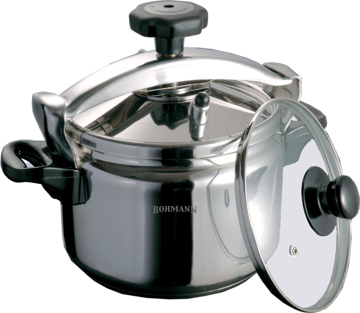 Скороварка Bohmann, 7 л. 3507BHNEW/63507BHNEW/6 Скороварка Bohmann, 7 л. 3507BHNEW/63507BHNEW/6Скороварка Высококачественная нержавеющая сталь Защита от сильного давления и возможности взрыва Высоко техническая разработка, прекрасный дизайн и удобство в использовании Соответствует международному стандарту по техническим характеристикам открытия и закрытия крышки Прорезиненное кольцо-прокладка имеет сверхдолгий срок службы Объем: 7Л / O24см
