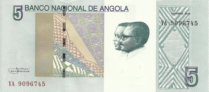 Банкнота номиналом 5 кванза. Ангола. 2012 год