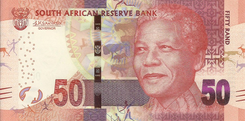 Банкнота номиналом 50 рандов. ЮАР. 2016 год