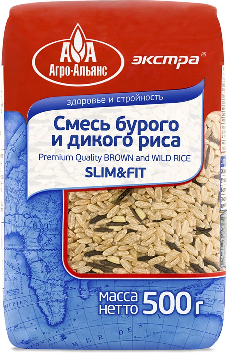 Агро-Альянс Экстра рис смесь бурого и дикого, 500 г4607072710088 Агро-Альянс Экстра рис смесь бурого и дикого, 500 г4607072710088SLIM&FIT относится к продуктам здорового питания. Содержит большое количество клетчатки, минеральных веществ и витаминов. Сочетание бурого и дикого риса позволяет сбалансировать белковый состав крупяной смеси, что особенно важно в вегетарианской кухне и диетах для беременных женщин. SLIM&FIT может использоваться в приготовлении гарниров, супов и овощных салатов.
