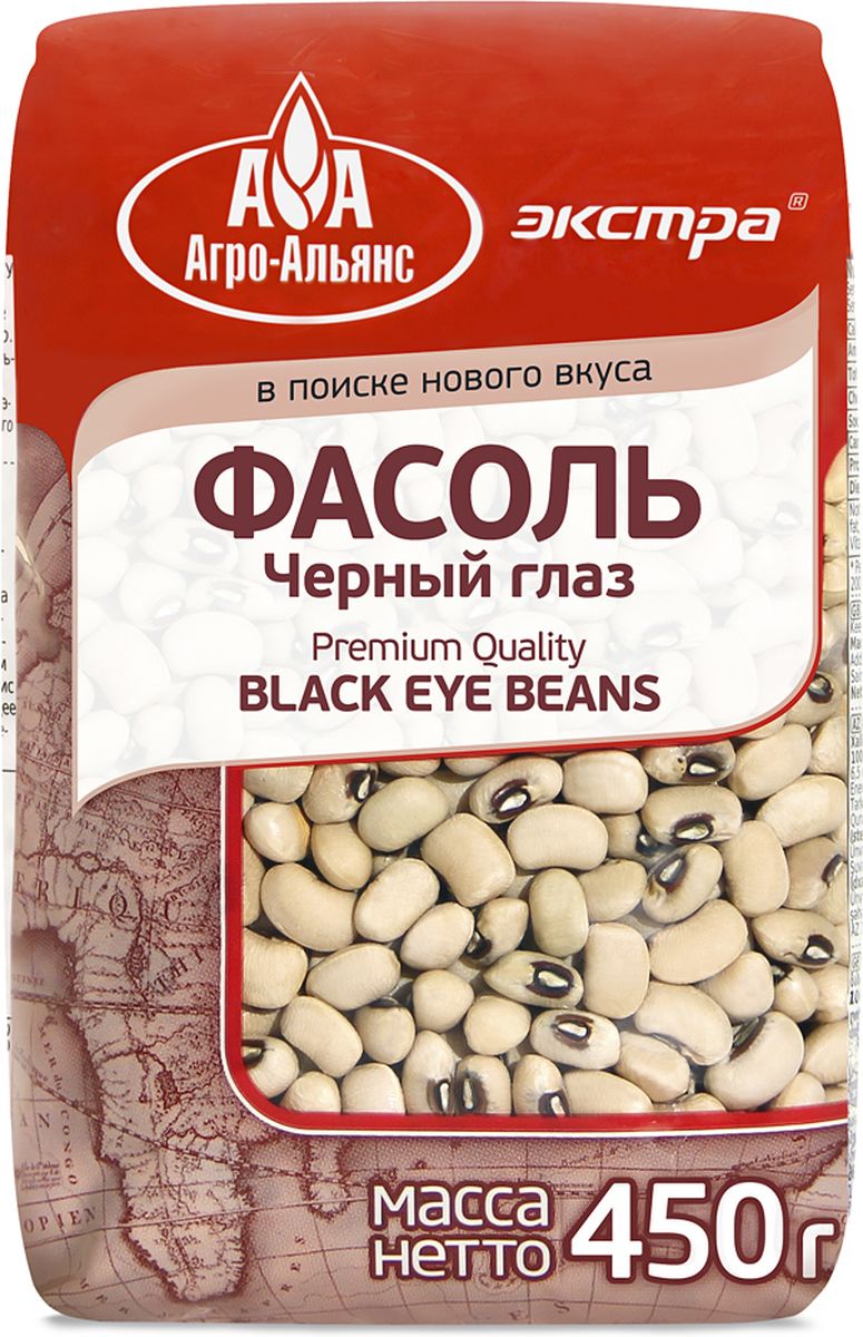 Агро-Альянс Экстра Black Eye фасоль черный глаз, 450 г4607072710965 Агро-Альянс Экстра Black Eye фасоль черный глаз, 450 г4607072710965Использование фасоли Black Eye в кулинарии известно с древних времен. Тонкая оболочка, нежная консистенция и насыщенный овощной вкус снискали ей популярность в азиатской, южно-американской и средиземноморской кухнях.