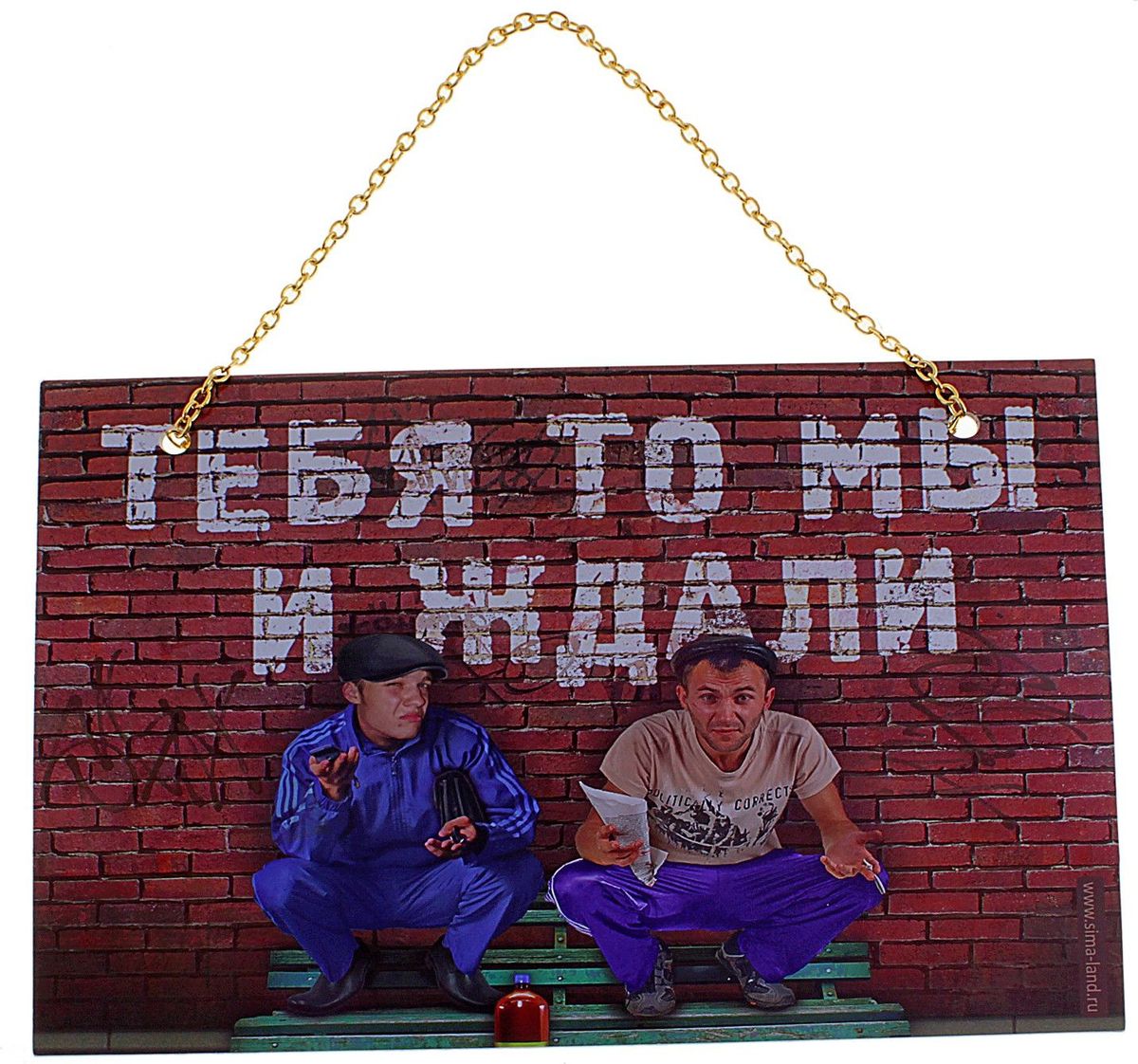 Табличка на дверь Тебя-то мы и ждали, 21,5 х 19 см545986 Табличка на дверь Тебя-то мы и ждали, 21,5 х 19 см545986Оригинальная пластиковая табличка на цепочке сувенир с ноткой юмора, который понравится любому! Подарите её людям, которые любят шутить и веселиться, и они будут часто пользоваться вашим подарком. Такую табличку можно использовать как в офисе, так и дома, она будет поднимать настроение каждому, кто захочет войти в дверь. Табличка может крепиться на цепочке, либо на двустороннем скотче (который идет в комплекте), что позволит быстро и легко повесить табличку на дверь.