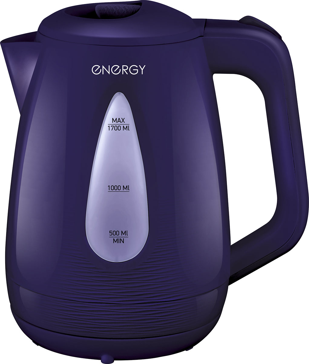 Energy E-214, Purple электрический чайник54 164091 Energy E-214, Purple электрический чайник54 164091Электрический чайник Energy E-214 прост в управлении и долговечен в использовании. Изготовлен из высококачественных материалов. Прозрачное окошко позволяет определить уровень воды. Мощность 2200 Вт позволит вскипятить 1,7 литра воды в считанные минуты. Беспроводное соединение позволяет вращать чайник на подставке на 360°. Во время работы устройства емкость с водой подсвечивается. Для обеспечения безопасности при повседневном использовании предусмотрены функция автовыключения, а также защита от включения при отсутствии воды. Съемный фильтр обеспечивает удобство и простоту чистки, благодаря чему чайник прослужит вам долго.