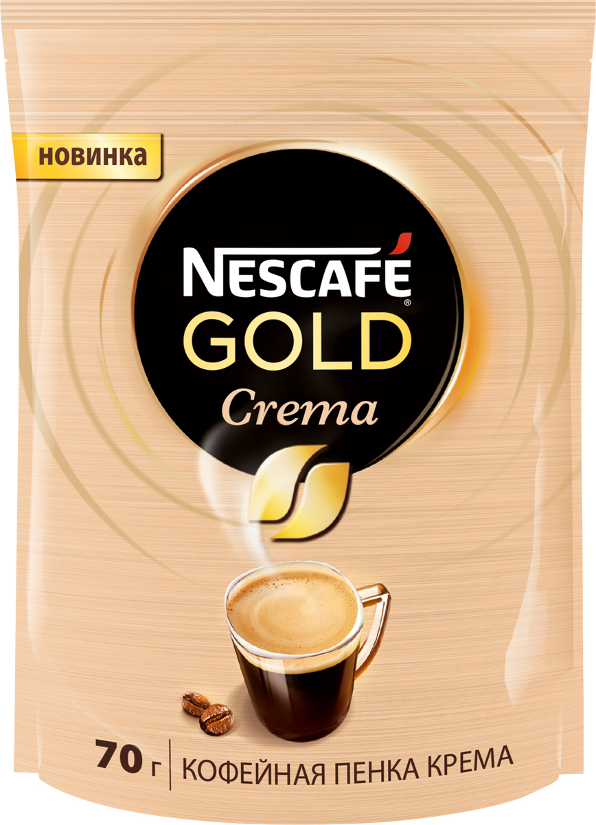 Nescafe Gold Crema кофе растворимый, 70 г12328674 Nescafe Gold Crema кофе растворимый, 70 г12328674Nescafe Gold Crema - это особый бленд на основе арабики в сочетании с кофейной пенкой, подчеркивающей его преимущества. Нежность вкуса Nescafe Gold Crema отлично подходит для второй половины дня. Нежная кофейная пенка Nescafe Gold Crema сохраняет богатый аромат и нежность вкуса арабики в вашей чашке.