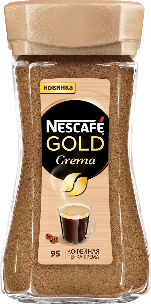 Nescafe Gold Crema кофе растворимый, 95 г12328675 Nescafe Gold Crema кофе растворимый, 95 г12328675Nescafe Gold Crema - это особый бленд на основе арабики в сочетании с кофейной пенкой, подчеркивающей его преимущества. Нежность вкуса Nescafe Gold Crema отлично подходит для второй половины дня. Нежная кофейная пенка Nescafe Gold Crema сохраняет богатый аромат и нежность вкуса арабики в вашей чашке.