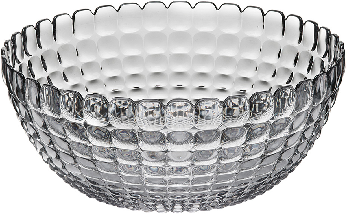 Салатница Guzzini Tiffany, цвет: серый, размер L, 3 л21382592 Салатница Guzzini Tiffany, цвет: серый, размер L, 3 л21382592Яркая и нарядная салатница Tiffany станет настоящим украшением любого стола. Её можно использовать не только для салатов, но так же для подачи фруктов, выпечки и различных угощений. Идеально подходит для сервировки на свежем воздухе - рельефная форма в сочетании с прозрачным материалом заставляет поверхность сверкать и переливаться на свету. Объем - 3 л. Органическое стекло, из которого изготовлена салатница, характеризуется легкостью и устойчивостью к износу. Не содержит вредных примесей и бисфенола-А. Можно мыть в посудомоечной машине.