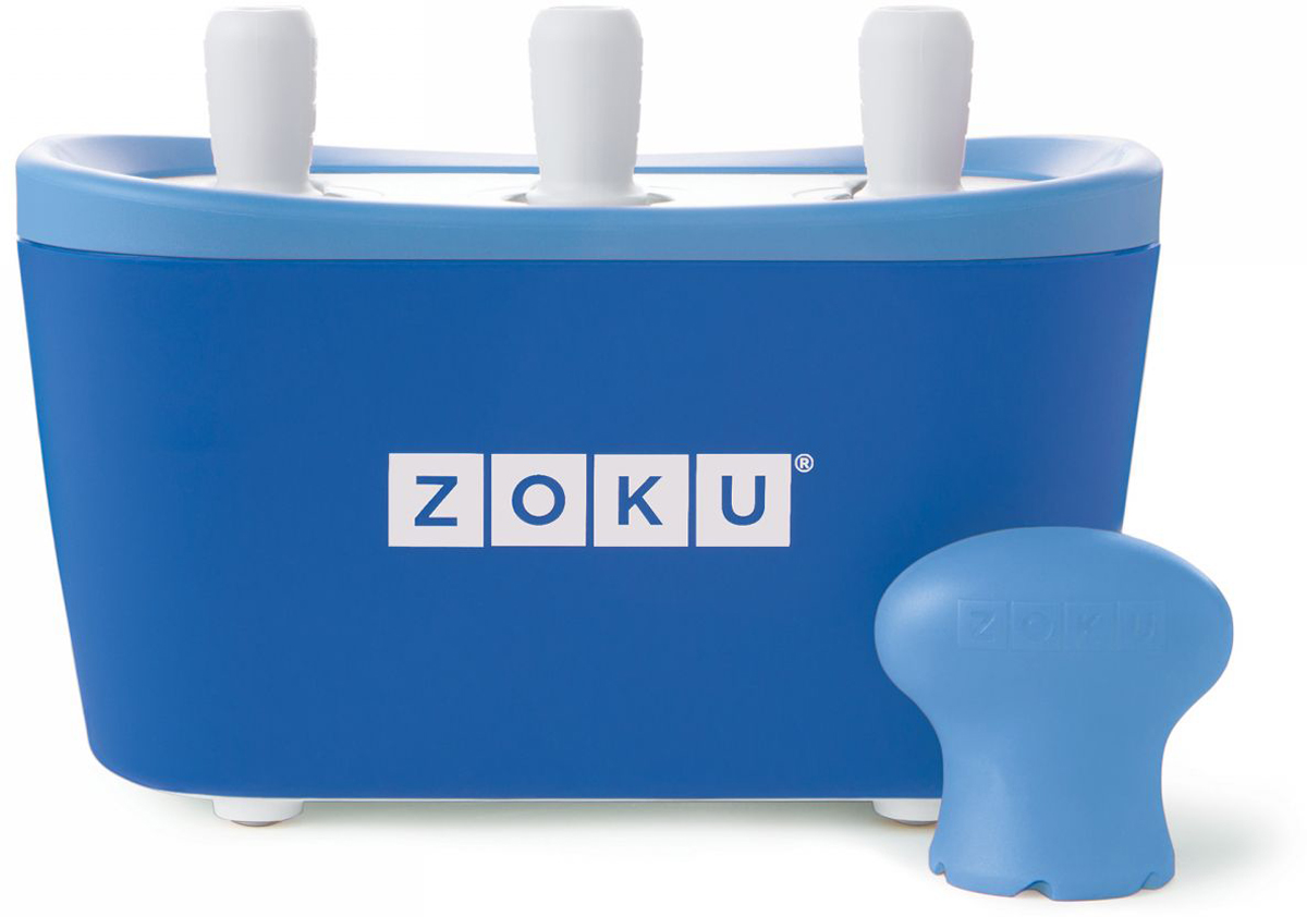 Набор для приготовления мороженого Zoku Triple Quick Pop Maker, цвет: синий, 3 х 60 мл. ZK101-BLZK101-BL Набор для приготовления мороженого Zoku Triple Quick Pop Maker, цвет: синий, 3 х 60 мл. ZK101-BLZK101-BLС компактной и удобной формой Quick Pop Maker можно приготовить домашний фруктовый лед из полностью натуральных ингредиентов. В набор помимо формы для мороженого входят шесть палочек, а к ним шесть небольших поддонов для капель и съемная насадка. Как использовать:1. Поместите пустую форму в морозильную камеру на 24 часа. Форма должна быть абсолютно сухой и располагаться вертикально.2. Через сутки вытащите форму из морозилки и вставьте в нее палочки. Залейте охлажденный сок в емкость до отметки. Через 7-10 минут фруктовый лед готов.3. Поместите съемную насадку на палочку и закрутите по часовой стрелке до упора. Когда ручка начнет свободно крутиться, смените направление и откручивайте против часовой стрелки, чтобы вытащить мороженое из формы.Объем одной емкости - 60 мл. Форма не содержит вредных примесей и бисфенола-А. Устройство работает без электричества и позволяет приготовить до 9 порций от одной заморозки. Моется вручную. Не используйте простую и газированную воду или полностью пресные напитки без сахара в приборе Quick Pop. В результате использования воды или напитков без сахара будет крайне тяжело достать продукт из прибора, а также можно повредить насадку или палочку.