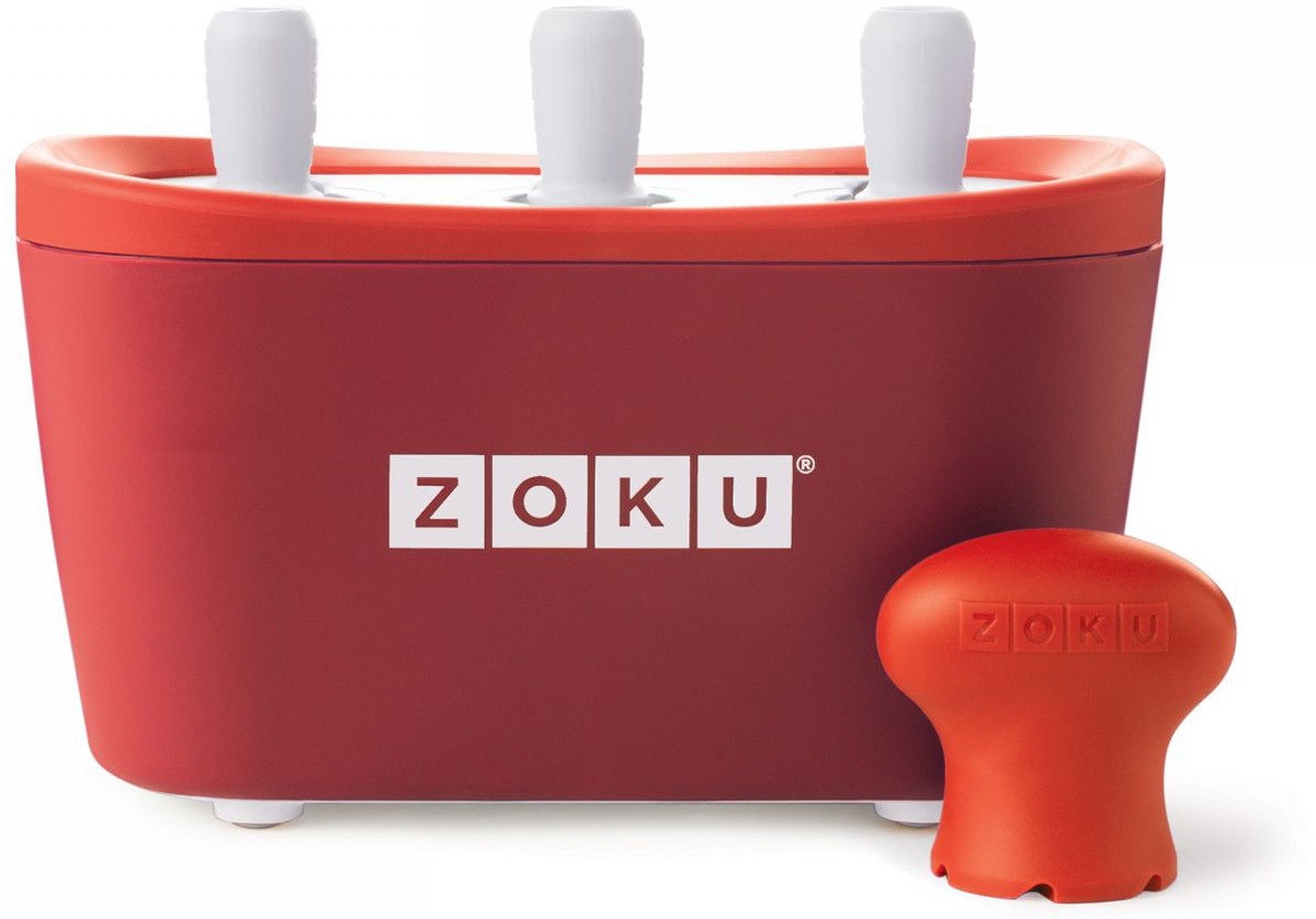 Набор для приготовления мороженого Zoku Triple Quick Pop Maker, цвет: красный, 3 х 60 мл. ZK101-RDZK101-RD Набор для приготовления мороженого Zoku Triple Quick Pop Maker, цвет: красный, 3 х 60 мл. ZK101-RDZK101-RDС компактной и удобной формой Quick Pop Maker можно приготовить домашний фруктовый лед из полностью натуральных ингредиентов. В набор помимо формы для мороженого входят шесть палочек, а к ним шесть небольших поддонов для капель и съемная насадка. Как использовать:1. Поместите пустую форму в морозильную камеру на 24 часа. Форма должна быть абсолютно сухой и располагаться вертикально.2. Через сутки вытащите форму из морозилки и вставьте в нее палочки. Залейте охлажденный сок в емкость до отметки. Через 7-10 минут фруктовый лед готов.3. Поместите съемную насадку на палочку и закрутите по часовой стрелке до упора. Когда ручка начнет свободно крутиться, смените направление и откручивайте против часовой стрелки, чтобы вытащить мороженое из формы.Объем одной емкости - 60 мл. Форма не содержит вредных примесей и бисфенола-А. Устройство работает без электричества и позволяет приготовить до 9 порций от одной заморозки. Моется вручную. Не используйте простую и газированную воду или полностью пресные напитки без сахара в приборе Quick Pop. В результате использования воды или напитков без сахара будет крайне тяжело достать продукт из прибора, а также можно повредить насадку или палочку.