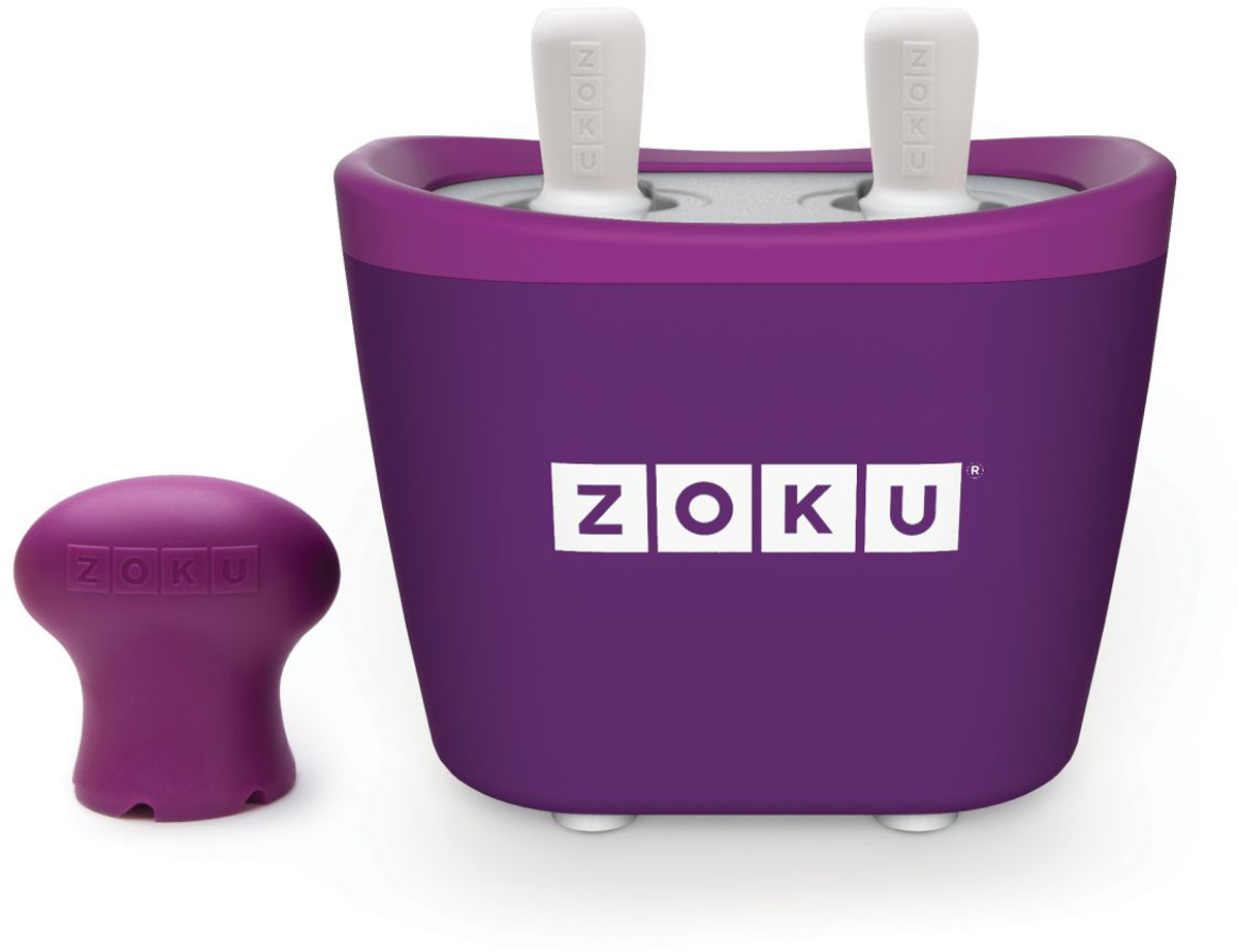 Набор для приготовления мороженого Zoku Duo Quick Pop Maker, цвет: фиолетовый, 2 х 60 мл. ZK107-PUZK107-PU Набор для приготовления мороженого Zoku Duo Quick Pop Maker, цвет: фиолетовый, 2 х 60 мл. ZK107-PUZK107-PUС компактной и удобной формой Quick Pop Maker можно приготовить домашний фруктовый лед из полностью натуральных ингредиентов. В набор помимо формы для мороженого входят четыре палочки, а к ним четыре небольших поддона для капель и съемная насадка. Как использовать:1. Поместите пустую форму в морозильную камеру на 24 часа. Форма должна быть абсолютно сухой и располагаться вертикально.2. Через сутки вытащите форму из морозилки и вставьте в нее палочки. Залейте охлажденный сок в емкость до отметки. Через 7-10 минут фруктовый лед готов.3. Поместите съемную насадку на палочку и закрутите по часовой стрелке до упора. Когда ручка начнет свободно крутиться, смените направление и откручивайте против часовой стрелки, чтобы вытащить мороженое из формы.Объем одной емкости - 60 мл. Форма не содержит вредных примесей и бисфенола-А. Устройство работает без электричества и позволяет приготовить до 6 порций от одной заморозки. Моется вручную. Не используйте простую и газированную воду или полностью пресные напитки без сахара в приборе Quick Pop. В результате использования воды или напитков без сахара будет крайне тяжело достать продукт из прибора, а также можно повредить насадку или палочку.