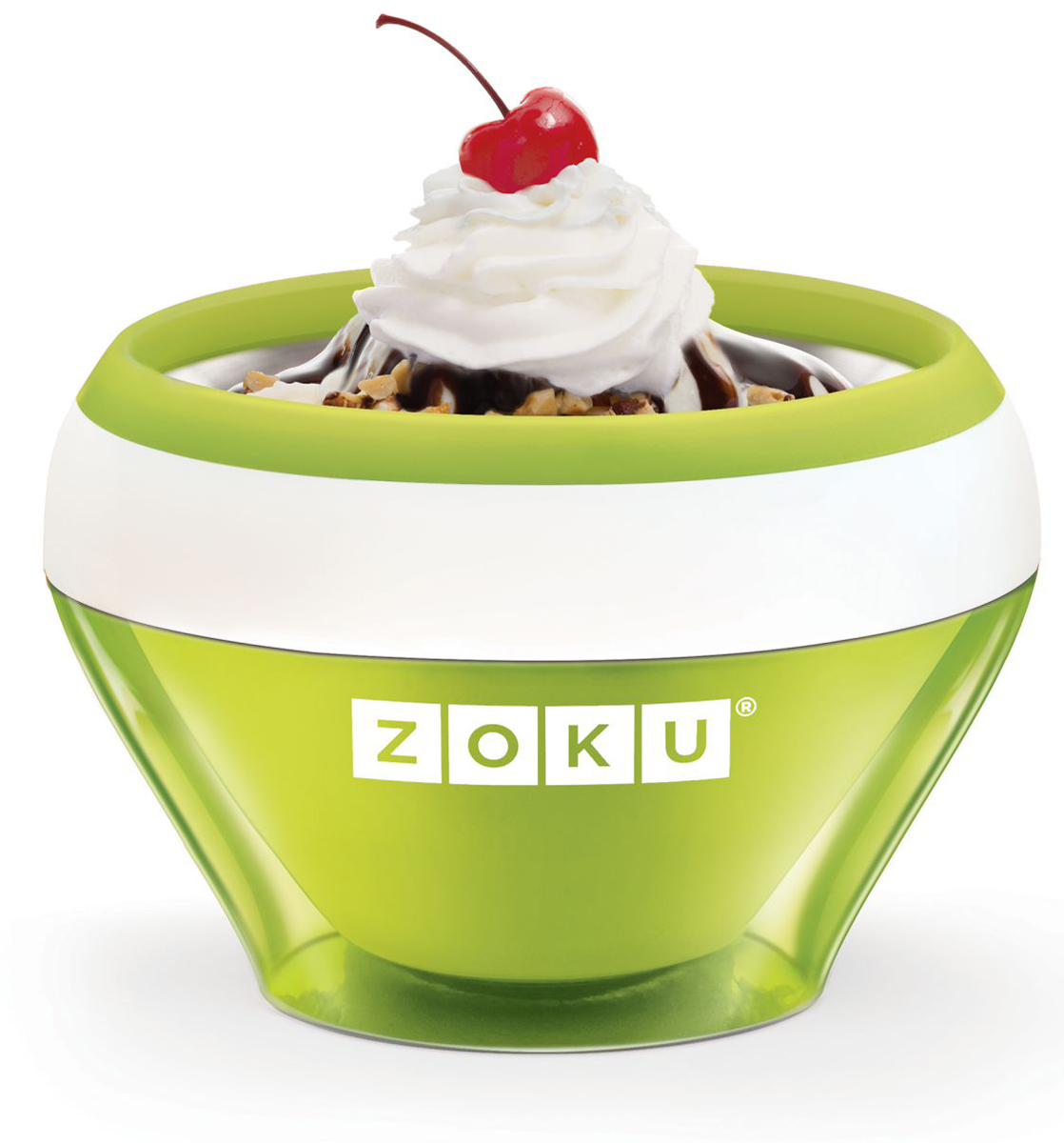 Мороженица Zoku Ice Cream Maker, цвет: зеленый, 150 мл. ZK120-GNZK120-GN Мороженица Zoku Ice Cream Maker, цвет: зеленый, 150 мл. ZK120-GNZK120-GNС помощью компактного Ice Cream Maker вы сможете быстро и без усилий приготовить натуральные домашние десерты: мороженое, сорбет, щербет, замороженный йогурт, заварной крем и прочие лакомства. Почувствуйте себя настоящим профессионалом – создавайте вкусные и полезные десерты на основе натуральных ингредиентов. Комбинируйте вкусовые добавки и украшайте готовое мороженое фруктами, сладкими или пряными присыпками, орехами и шоколадом. Как использовать: 1. Поместите внутреннюю пустую форму в морозильную камеру на двенадцать и более часов. Форма должна быть абсолютно сухой и располагаться вертикально.2. Через двенадцать часов верните её во внешний корпус и наполните желаемыми продуктами. Все ингредиенты должны быть охлажденными.3. Сразу начинайте перемешивать массу с помощью специальной ложки. Не давайте краям примерзнуть к форме. Через 7-10 минут ваш десерт готов. Для получения твердого мороженого поместите форму в морозильную камеру на дополнительные 10-15 минут. Объем - 150 мл. Не содержит вредных примесей и бисфенола-А. Не подходит для использования в микроволновой печи. Моется вручную.