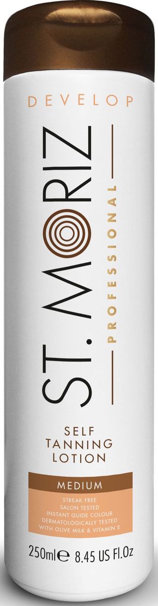 St. Moriz Professional Лосьон тонирующий Автобронзант, светлый оттенок, 250 мл50169 St. Moriz Professional Лосьон тонирующий Автобронзант, светлый оттенок, 250 мл50169Автобронзант нового поколения для достижения идеального и естественного бронзового оттенка кожи. Не оставляет разводов и полос на коже. Не оставляет запаха и оранжевых пятен! Моментально впитывается и быстро высыхает на коже. Содержит коричневую смываемую тонировку. Для нормальной кожи. Подходит для лица и тела. Содержит Оливковое молочко и Витамин Е. Не содержит парабены