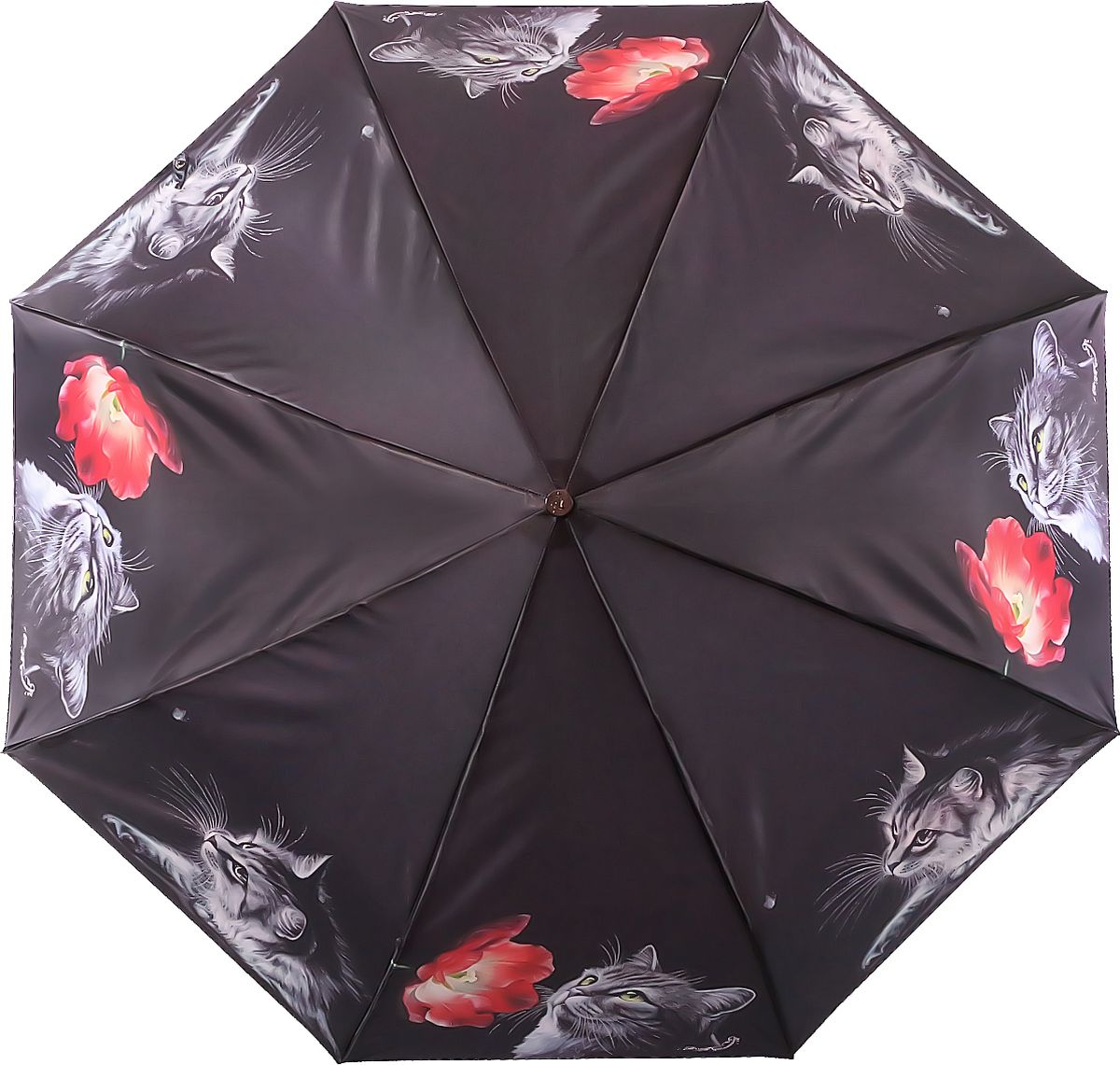Зонт женский Trust, автомат, 3 сложения, цвет: черный, красный, серый. 30472-82