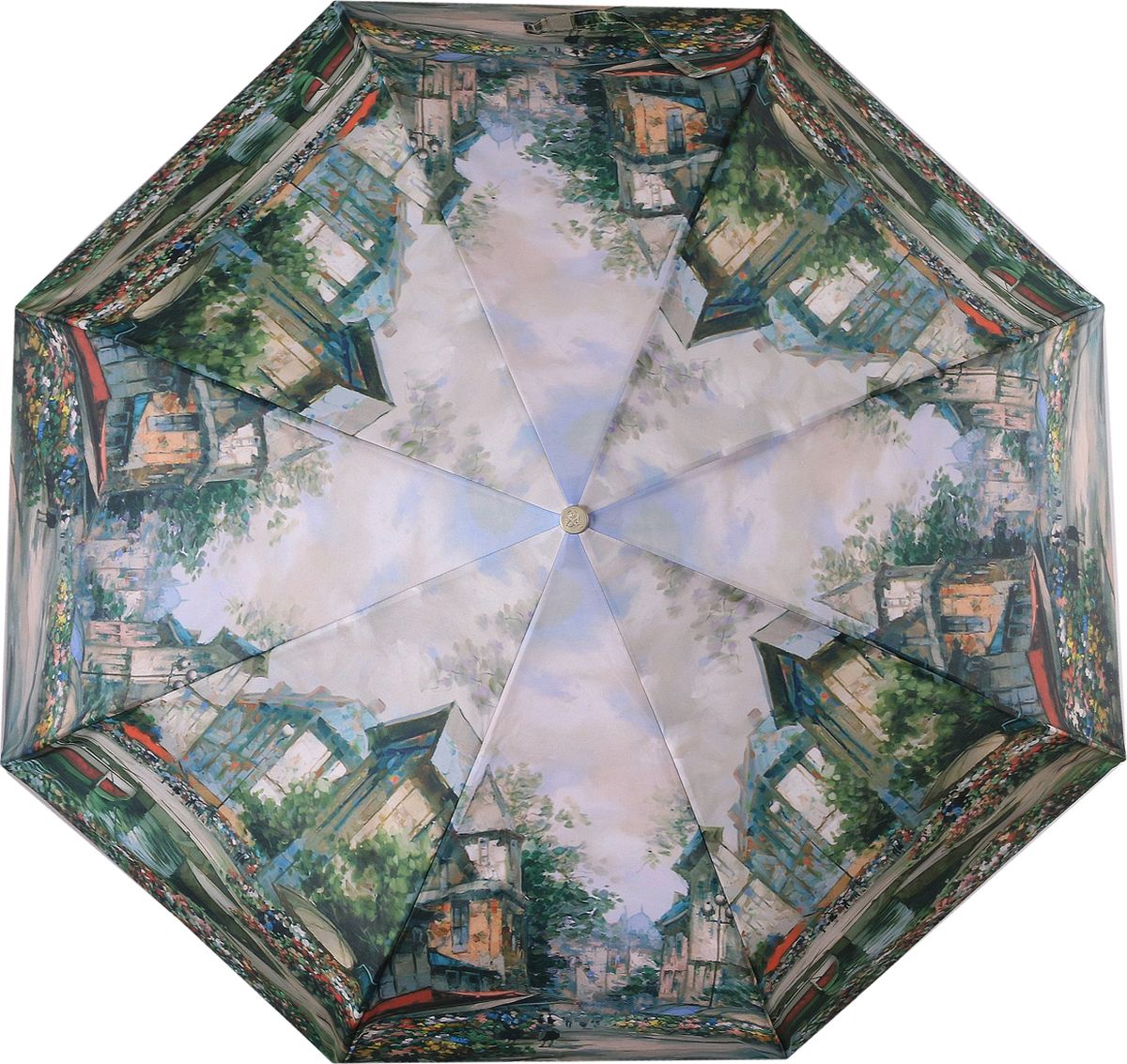 Зонт женский Trust, автомат, 3 сложения, цвет: зеленый, бежевый. 30475-107