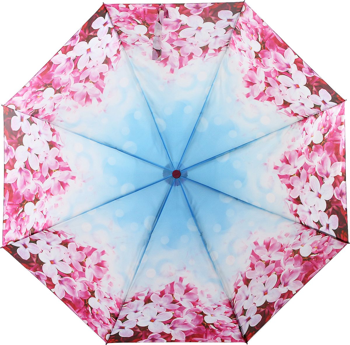 Зонт женский Airton, автомат, 3 сложения, цвет: голубой, белый, розовый. 3916-183