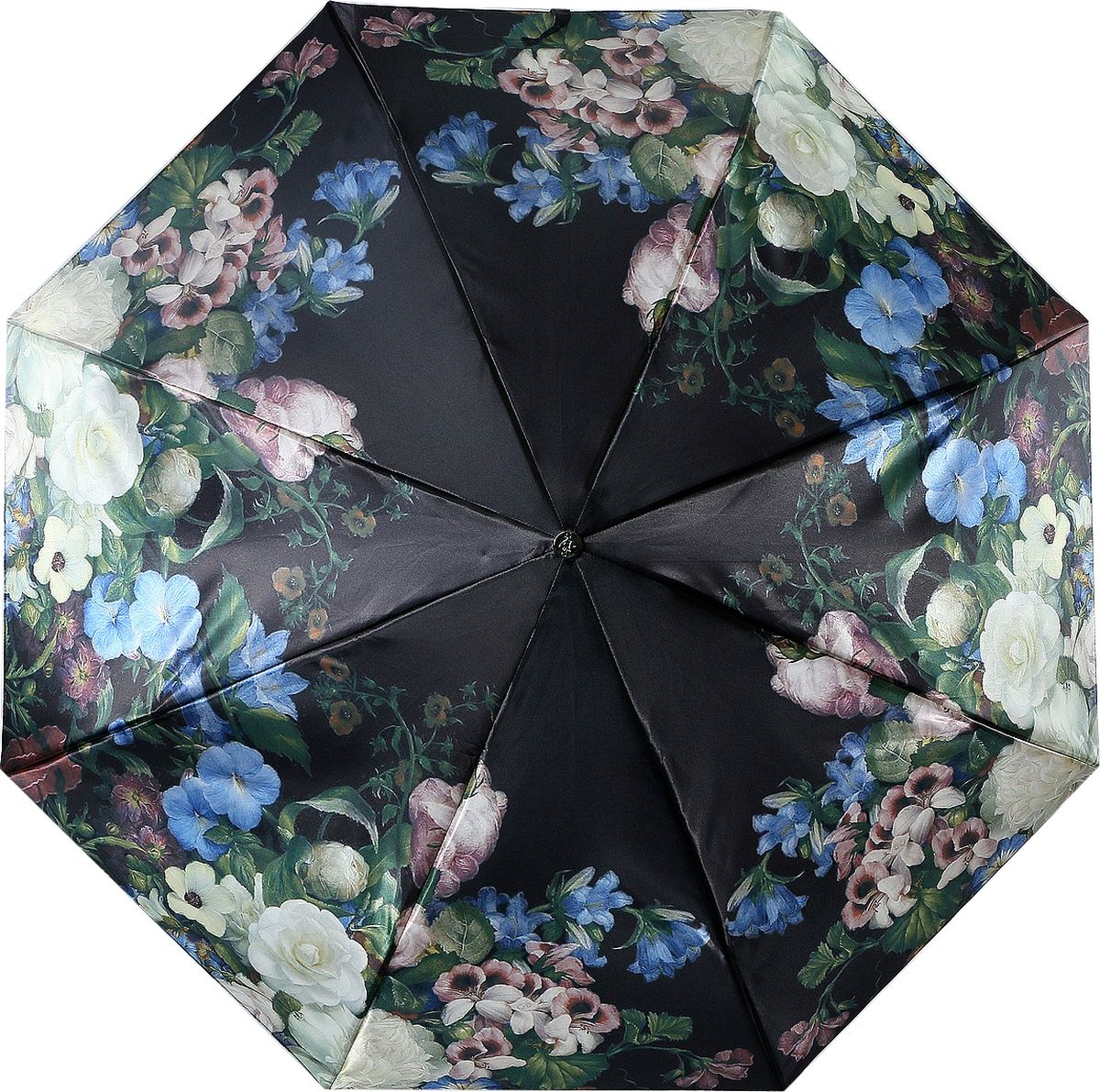 Зонт женский Trust, автомат, 4 сложения, цвет: черный, голубой, белый. 42372-15
