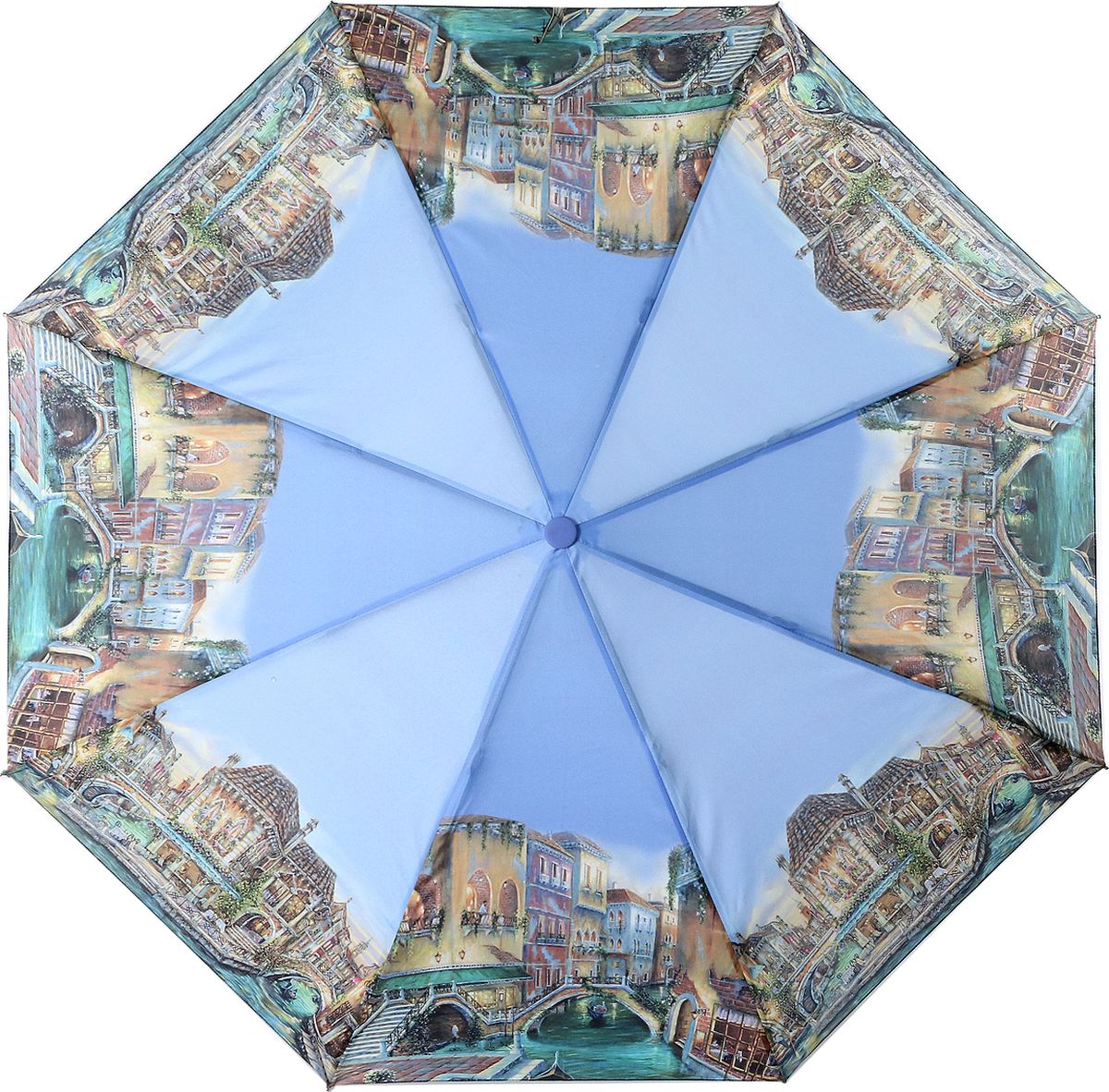 Зонт женский Magic Rain, автомат, 3 сложения, цвет: голубой, коричневый. 7251-1607