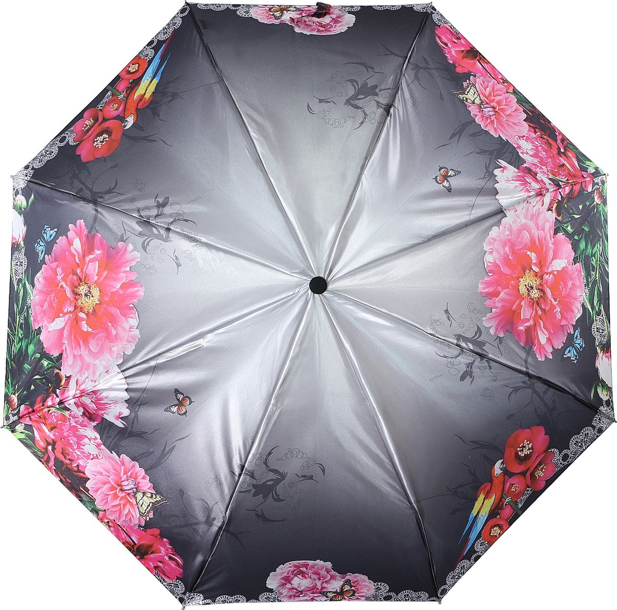 Зонт женский Magic Rain, автомат, 3 сложения, цвет: серый, розовый, зеленый. 7337-1621