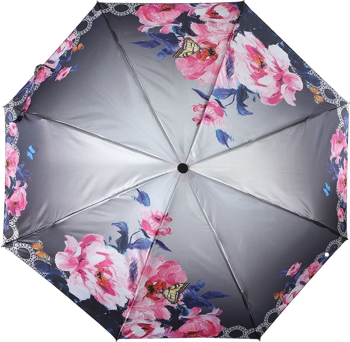 Зонт женский Magic Rain, автомат, 3 сложения, цвет: серый, розовый, голубой. 7337-1623