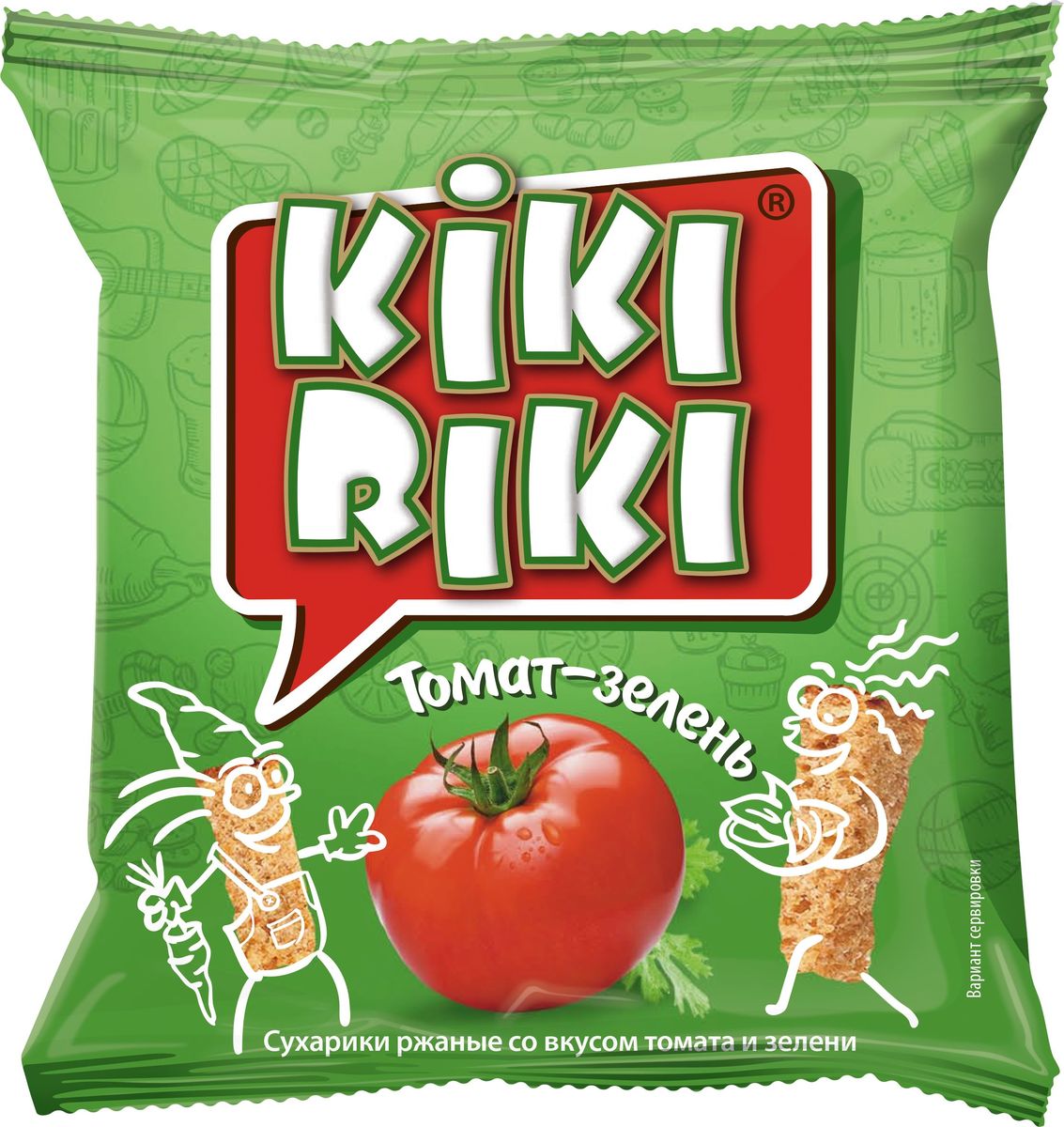 Kikiriki Сухарики ржаные, томат-зелень, 66 шт по 35 г24760156030169 Kikiriki Сухарики ржаные, томат-зелень, 66 шт по 35 г24760156030169Сухарики ржано-пшеничные со вкусом томата и зелени.