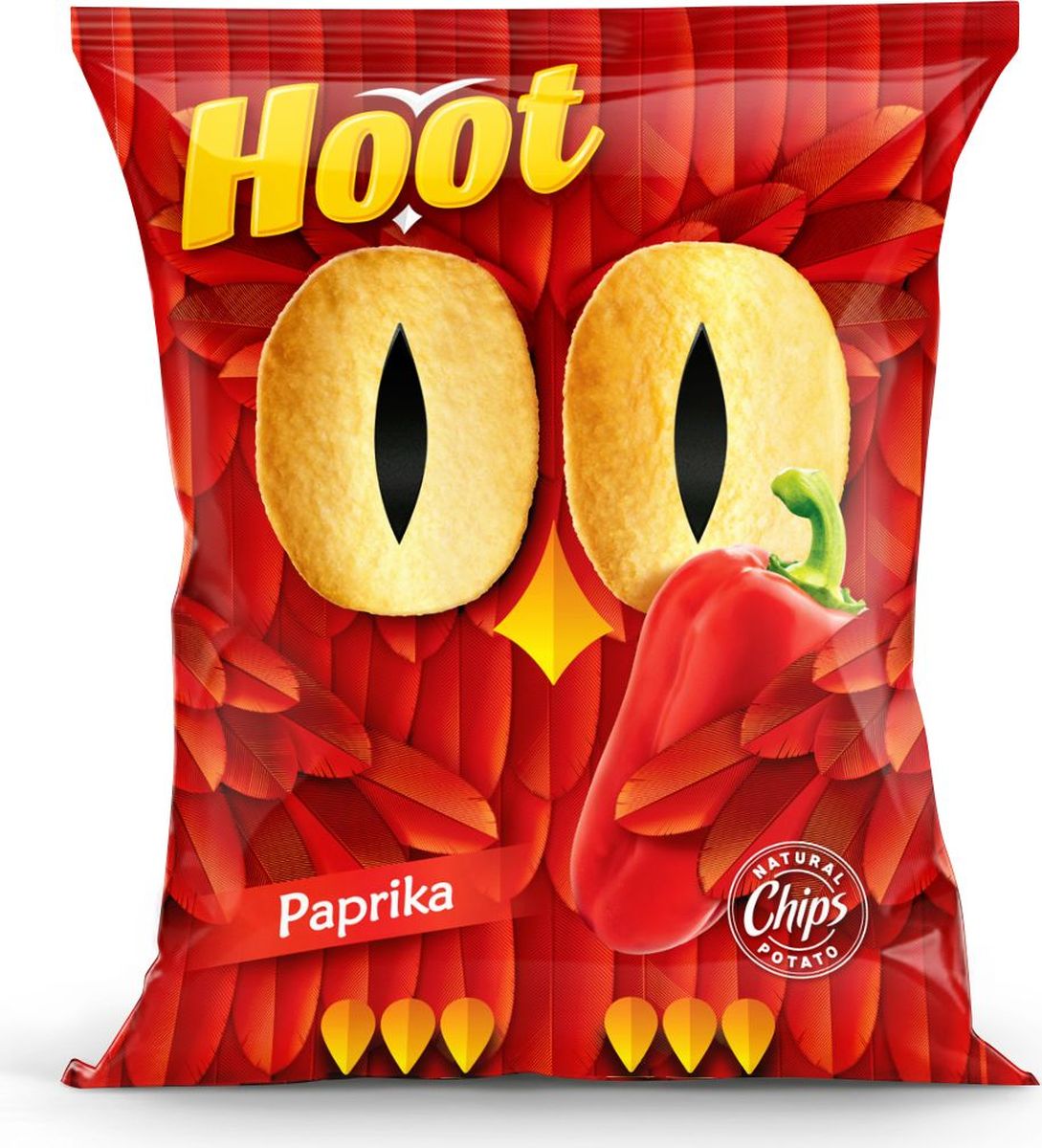 Hoot Чипсы, паприка, 80 г4760156030332 Hoot Чипсы, паприка, 80 г4760156030332Картофельные чипсы со вкусом «Паприки»
