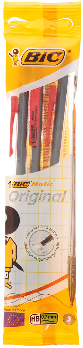 Bic Набор чернографитных механических карандашей Matic цвет красный 3 шт