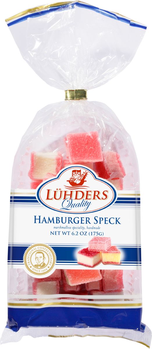 Luehders мармелад гамбургский шпик, 175 г902 Luehders мармелад гамбургский шпик, 175 г902Многослойный мармелад с маршмеллоу.