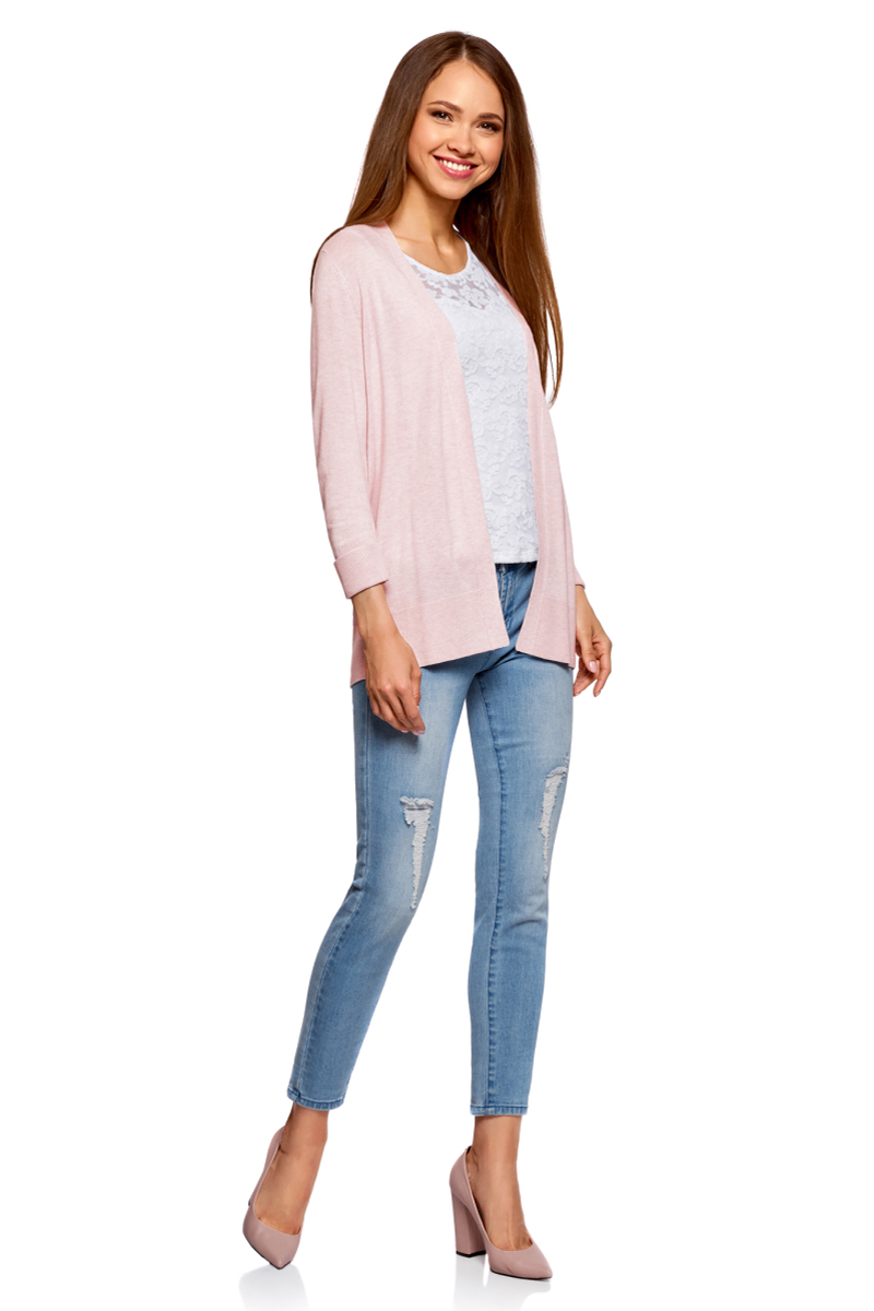 Кардиган женский oodji Collection, цвет: светло-розовый меланж. 73212324-3/45641/4000M. Размер L (48)73212324-3/45641/4000M Кардиган женский oodji Collection, цвет: светло-розовый меланж. 73212324-3/45641/4000M. Размер L (48)73212324-3/45641/4000MВязаный кардиган от oodji с ажурной спинкой выполнен из вискозной пряжи. Модель с длинными рукавами без застежки.