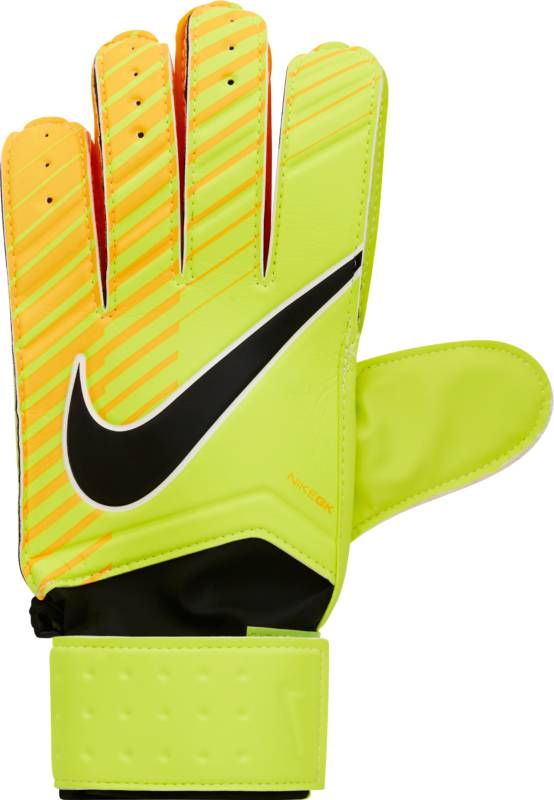 Перчатки вратарские Nike Match Goalkeeper, цвет: оранжевый, размер 10GS0344-715 Перчатки вратарские Nike Match Goalkeeper, цвет: оранжевый, размер 10GS0344-715Unisex Nike Match Goalkeeper Football GlovesФутбольные перчатки унисекс Nike Match Goalkeeper смягчают нагрузку от удара мяча и обеспечивают оптимальный захват и контроль мяча в любых погодных условиях.Пеноматериал на основе латекса обеспечивает превосходное сцепление в любых условиях.Манжета с застежкой на липучке для регулируемой посадки.Перфорация в области пальцев усиливает вентиляцию