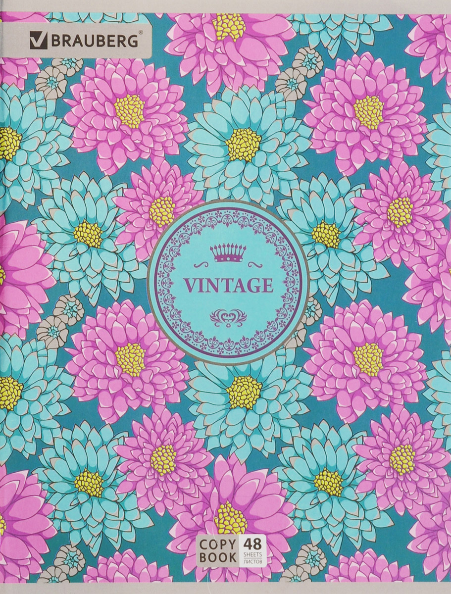 Brauberg Тетрадь Vintage 48 листов в клетку цвет бирюзовый401843_бирюзовый Brauberg Тетрадь Vintage 48 листов в клетку цвет бирюзовый401843_бирюзовыйТетрадь Brauberg Vintage для учебы и работы.Обложка, выполненная из плотного картона, позволит сохранить тетрадь в аккуратном состоянии на протяжении всего времени использования.Внутренний блок тетради, соединенный металлическими скрепками, состоит из 48 листов белой бумаги. Стандартная линовка в клетку голубого цвета дополнена полями.