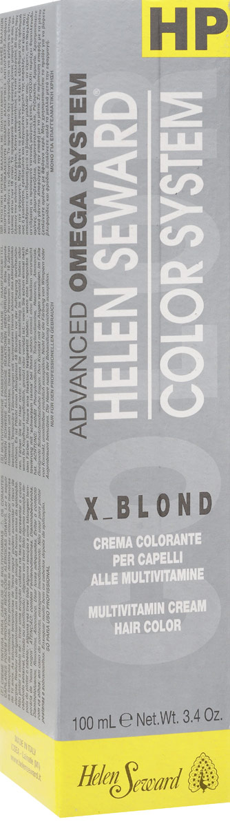 Helen Seward X_Blond Очень светлый бежевый блондин, 100 млC102 Helen Seward X_Blond Очень светлый бежевый блондин, 100 млC102Перманентная крем-краска — инновационная трехвалентная формула с мультивитаминами В5 и С для стойкого окрашивания, обеспечивает покрытие седины, блеск и мягкость волос.
