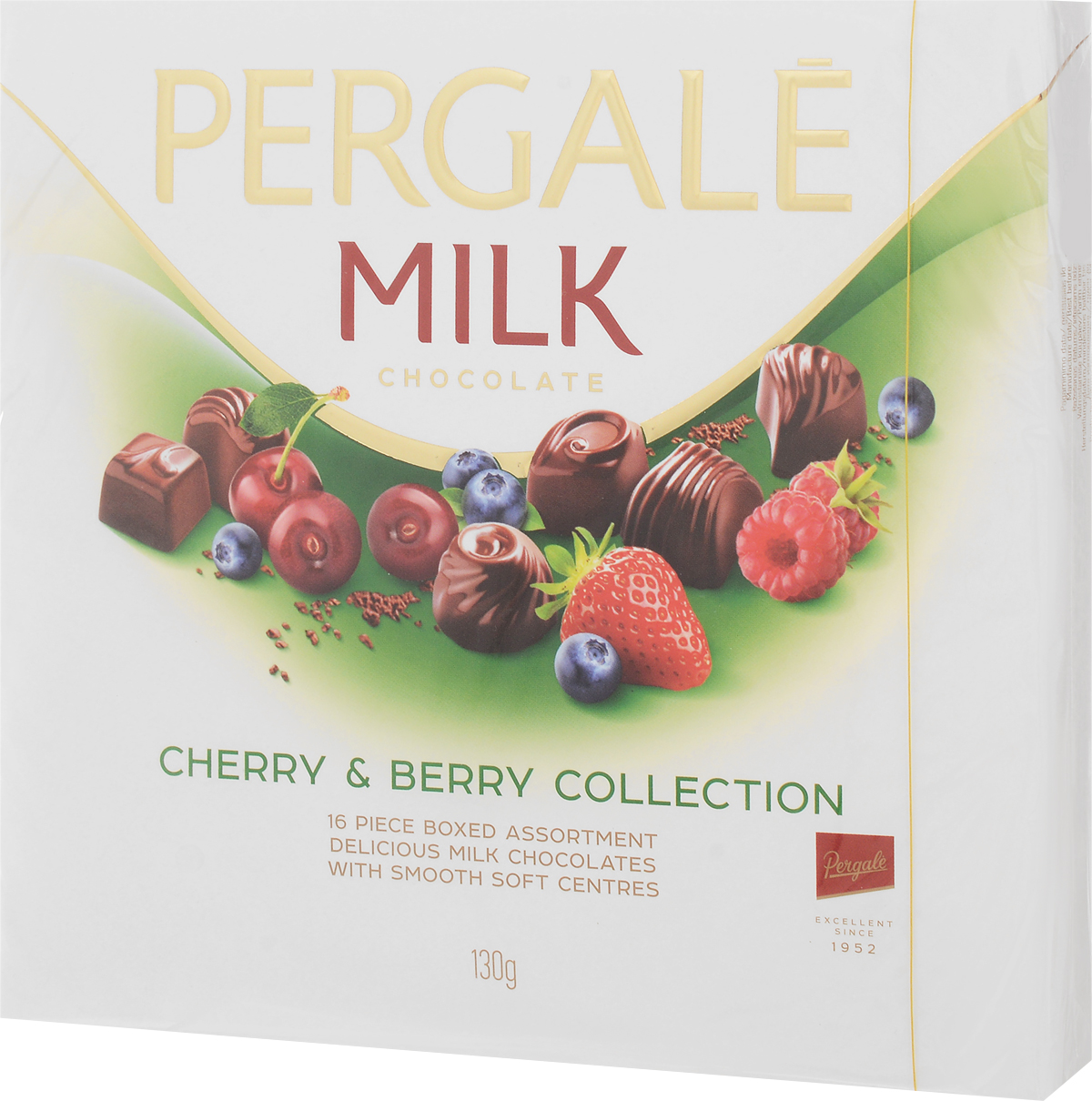 Pergale Набор конфет вишнево-ягодная коллекция, 130 г10737 Pergale Набор конфет вишнево-ягодная коллекция, 130 г10737Лидирующая фабрика стран Балтии, кондитерские изделия которой славятся своим качеством и оригинальными рецептами вот уже более 60 лет.Внутри элегантной упаковки находятся шоколадные конфеты с различными нежными начинками, которые позволят насладиться невероятным вкусом конфет.Уважаемые клиенты! Обращаем ваше внимание, что полный перечень состава продукта представлен на дополнительном изображении.