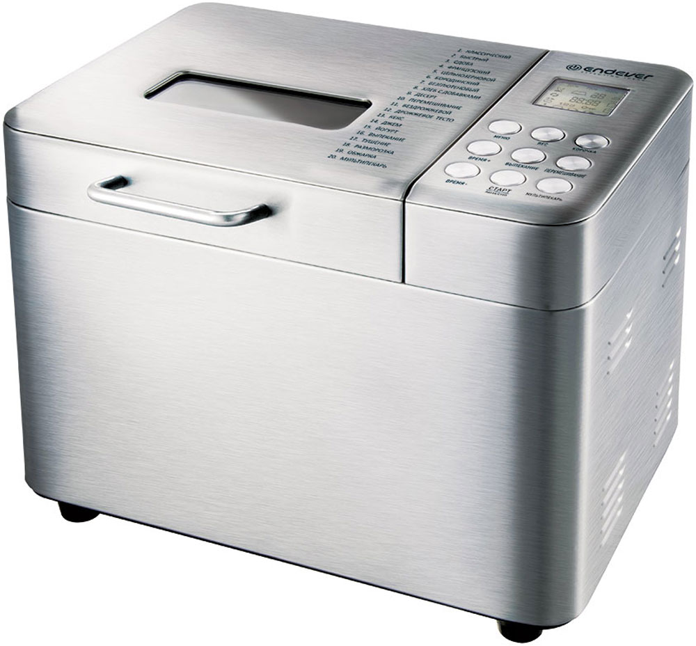 Endever Skyline MB-62 хлебопечкаMB-62 Endever Skyline MB-62 хлебопечкаMB-62С помощью хлебопечки Endever Skyline MB-62 можно приготовить хлеб, готовить пышную выпечку, различные блюда и десерты. 20 программ автоматического приготовления, включающие различные виды хлеба, а также десерты, джемы, позволяют не только создавать разнообразные, вкусные и, конечно, полезные блюда, но и существенно экономить время. В случае перебоев в энергоснабжении на срок менее десяти минут устройство способно восстановить работу в том же статусе, на котором была прервана программа.Функция отложенного старта: до 15 часовРежим поддержания тепла: до 1 часаНастройка размера буханки: 500 г/750 г/1000 гФункция паузы
