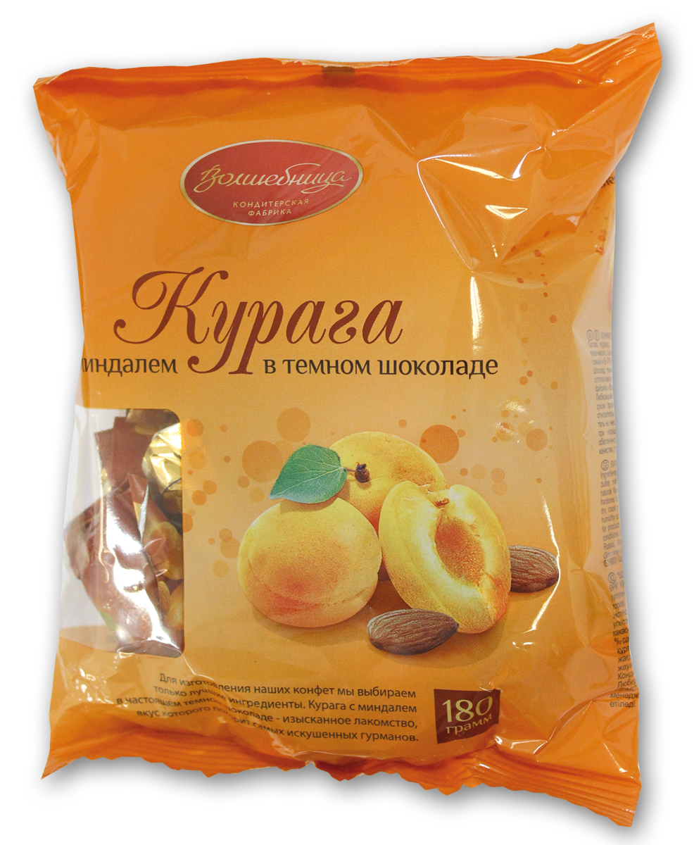 Волшебница конфеты курага с миндалем в шоколаде, 180 г1.5081 Волшебница конфеты курага с миндалем в шоколаде, 180 г1.5081Эксклюзивный продукт премиального качества без компромиссов. Полностью безопасный, органический состав. Исключительно природные компоненты без добавления сахаров и дополнительных обработок. Цельный Орех+Цельная Курага+100% темный шоколад. Попробуйте и убедитесь сами! Достойно вашего внимания.