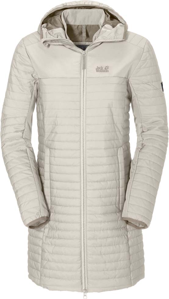 Куртка женская Jack Wolfskin Clarenville, цвет: молочный. 1201902-5045. Размер L (50)1201902-5045 Куртка женская Jack Wolfskin Clarenville, цвет: молочный. 1201902-5045. Размер L (50)1201902-5045Ветронепроницаемое пальто с утеплителем из синтетического волокна Jack Wolfskin Clarenville обеспечит вам надежное тепло для прохладных дней.Модель приталенного кроя с воротником-стойкой, надежно защищающим от ветра, и вшитым капюшоном застегивается на молнию и дополнена двумя карманами на бедрах и внутренним карманом. Рукава дополнены внутренними манжетами из флиса. Края рукавов и капюшона обработаны эластичным кантом. Поездки по окрестностям и экскурсии по городу могут радовать и в зимнюю пору. Именно для них создано пальто Clarenville. С этим ветронепроницаемым утепленным стеганым пальто вы всегда будете в тепле. Комбинация утеплителя Microguard и ткани Stormlock делает его прекрасным выбором и для зимних походов, и для повседневной носки. Такая одежда защитит вас от кратковременного дождя, а когда вы будете бежать, чтобы успеть на последний вечерний поезд, вы оцените ее дышащие качества. Внутренние манжеты из флиса в рукавах пальто делают его еще более уютным.
