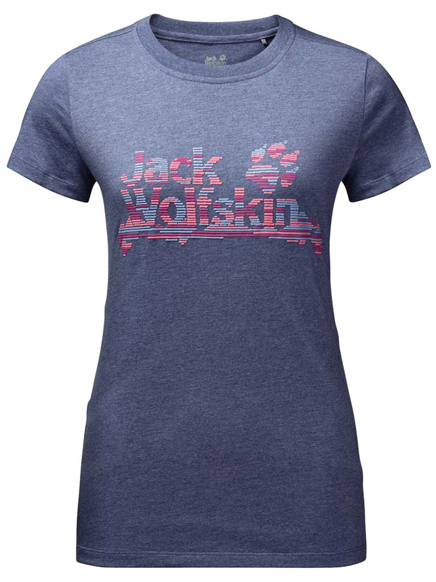 Футболка женская Jack Wolfskin Brand T W, цвет: серо-голубой. 1805931-1096. Размер M (48)1805931-1096 Футболка женская Jack Wolfskin Brand T W, цвет: серо-голубой. 1805931-1096. Размер M (48)1805931-1096Женская футболка Jack Wolfskin Brand T изготовлена из органического хлопка и полиэстера. Ткань с меланжевым узором легкая и мягкая, быстро сохнет, приятная на ощупь и очень прочная. Модель прямого кроя с короткими рукавами оформлена принтованным логотипом бренда. Круглый вырез горловины дополнен мягкой трикотажной резинкой. В такой футболке вам будет комфортно весь день, она универсальна и подходит для повседневной жизни так же хорошо, как и для активного отдыха и занятий спортом.