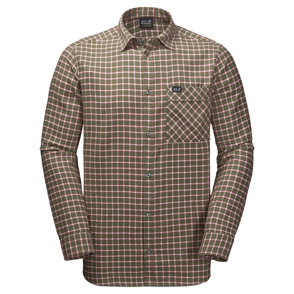 Рубашка мужская Jack Wolfskin Fraser Island Shirt, цвет: хаки. 1402521-7825. Размер S (42)1402521-7825 Рубашка мужская Jack Wolfskin Fraser Island Shirt, цвет: хаки. 1402521-7825. Размер S (42)1402521-7825Клетчатая фланелевая рубашка Fraser Island сшита из натурального органического хлопка. Уютно устройтесь в ней у камина зимой или носите весной поверх футболки - вам решать. Модель прямого кроя с длинными рукавами с манжетами на пуговицах застегивается на пуговицы и дополнена нагрудным накладным карманом с клапаном. Полностью натуральная ткань невероятно комфортна при ношении и на ощупь.