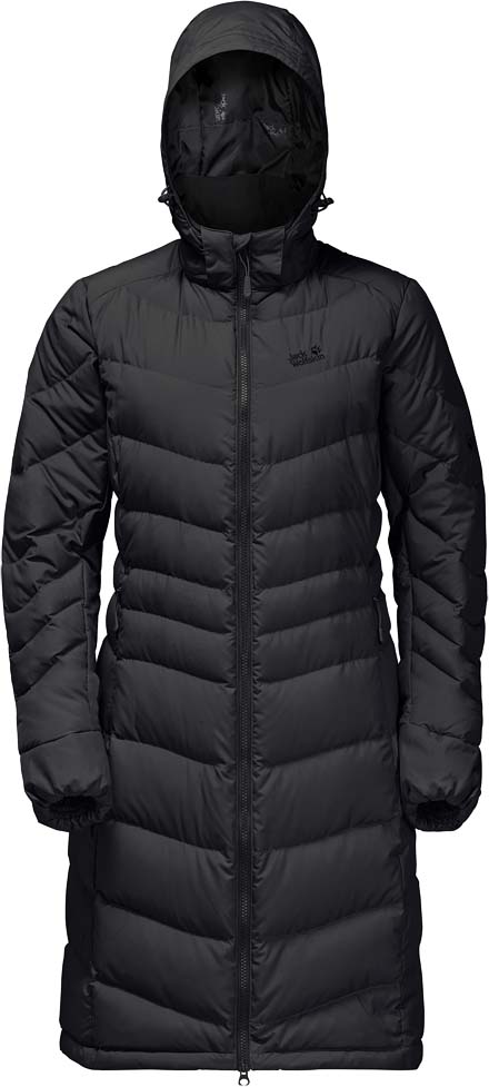 Пуховик женский Jack Wolfskin Selenium Coat, цвет: черный. 1202081-6000. Размер XXL (56)1202081-6000 Пуховик женский Jack Wolfskin Selenium Coat, цвет: черный. 1202081-6000. Размер XXL (56)1202081-6000Ветронепроницаемое, очень теплое пуховое пальто с отстегивающимся капюшоном Jack Wolfskin Selenium Coat обеспечит вам надежное тепло для долгих и холодных дней. Модель приталенного кроя с воротником-стойкой, надежно защищающим от ветра, застегивается на молнию и дополнена двумя внешними и внутренним прорезными карманами на молниях. Съемный капюшон дополнен возможностью регулировать внутренний объем и область обзора. Selenium Coat - это невероятно теплое и очень легкое пуховое пальто. Длина покроя пальто еще лучше защищает вас от непогоды. В качестве наполнителя выбран объемный утиный пух и перья, а также Microguard (80 г/м) - синтетический утеплитель со средним уровнем теплоизоляции. Даже несмотря на то, что куртка очень мало весит, вы сможете почувствовать тепло сразу же, как только ее наденете. Ветронепроницаемая внешняя ткань Stormlock Softtouch, очень легкая и мягкая, повышает теплоизоляцию. Капюшон защищает голову от холода, и если он вам не нужен, его можно отстегнуть.
