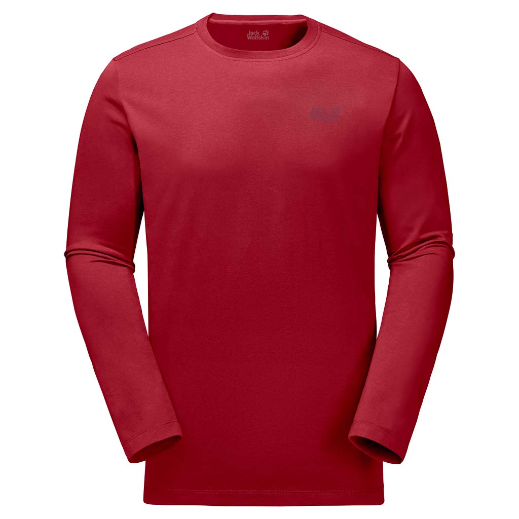Лонгслив мужской Jack Wolfskin Essential Longsleeve M, цвет: бордовый. 1806041-2210. Размер XL (52)1806041-2210 Лонгслив мужской Jack Wolfskin Essential Longsleeve M, цвет: бордовый. 1806041-2210. Размер XL (52)1806041-2210Лонгслив мужской Jack Wolfskin Essential Longsleeve изготовлен из ткани с содержанием органического хлопка. Его имя - Лонгслив, в котором вы везде как дома - говорит само за себя: эта классическая базовая вещь просто необходима в зимнем гардеробе. Материал лонгслива быстро сохнет, обладает повышенной износостойкостью и очень приятен на ощупь.