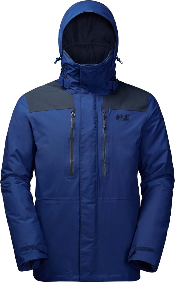 Куртка мужская Jack Wolfskin Yukon Jacket, цвет: синий. 1109781-1505. Размер L (48/50)1109781-1505 Куртка мужская Jack Wolfskin Yukon Jacket, цвет: синий. 1109781-1505. Размер L (48/50)1109781-1505Невероятно прочная и очень теплая треккинговая куртка Jack Wolfskin Yukon Jacket обеспечит вам надежное тепло для холодных дней. Модель прямого кроя с воротником-стойкой, надежно защищающим от ветра, и капюшоном с возможностью регулировать внутренний объем и область обзора застегивается на молнию с ветрозащитной планкой на кнопках и дополнена 4 карманами на бедрах, 2 нагрудными карманами и 2 внутренними карманами. При необходимости капюшон убирается в воротник куртки. На манжетах рукавов имеются хлястики на кнопках для регулировки объема, а плотно облегающие внутренние эластичные манжеты обеспечивают сохранение тепла. Собираетесь исследовать огромные пространства с рюкзаком за спиной? В этом случае, куртка Yukon обязательно вам подойдет. Защищая вас от холода и влаги, она не боится никаких приключений.Куртке не страшны ни канадские, ни скандинавские зимы. Даже если весь день шел дождь, вы вернетесь в лагерь вечером абсолютно сухими. Куртка изготовлена из материала Texapore Taslan 2L -это прочная, водонепроницаемая и дышащая наружная ткань с отделкой, похожей на хлопок (водостойкость в мм водяного столба: 10 000 мм, паропроницаемость (MVTR): > 6000 г/м2/24 ч). В плечевой зоне модели Yukon имеются вставки из суперпрочного и абсолютно водонепроницаемого материала Texapore O2+ Oxford (водостойкость в мм водяного столба: 20 000 мм, паропроницаемость (MVTR): > 15 000 г/м2/24 ч), который не позволит вам намокнуть даже с тяжелым рюкзаком за плечами.Супертеплый и нечувствительный к влаге синтетический утеплитель Microguard (140 г/м2) придает куртке отличные теплозащитные свойства, и она сохраняет свои теплозащитные свойства даже во влажном состоянии.