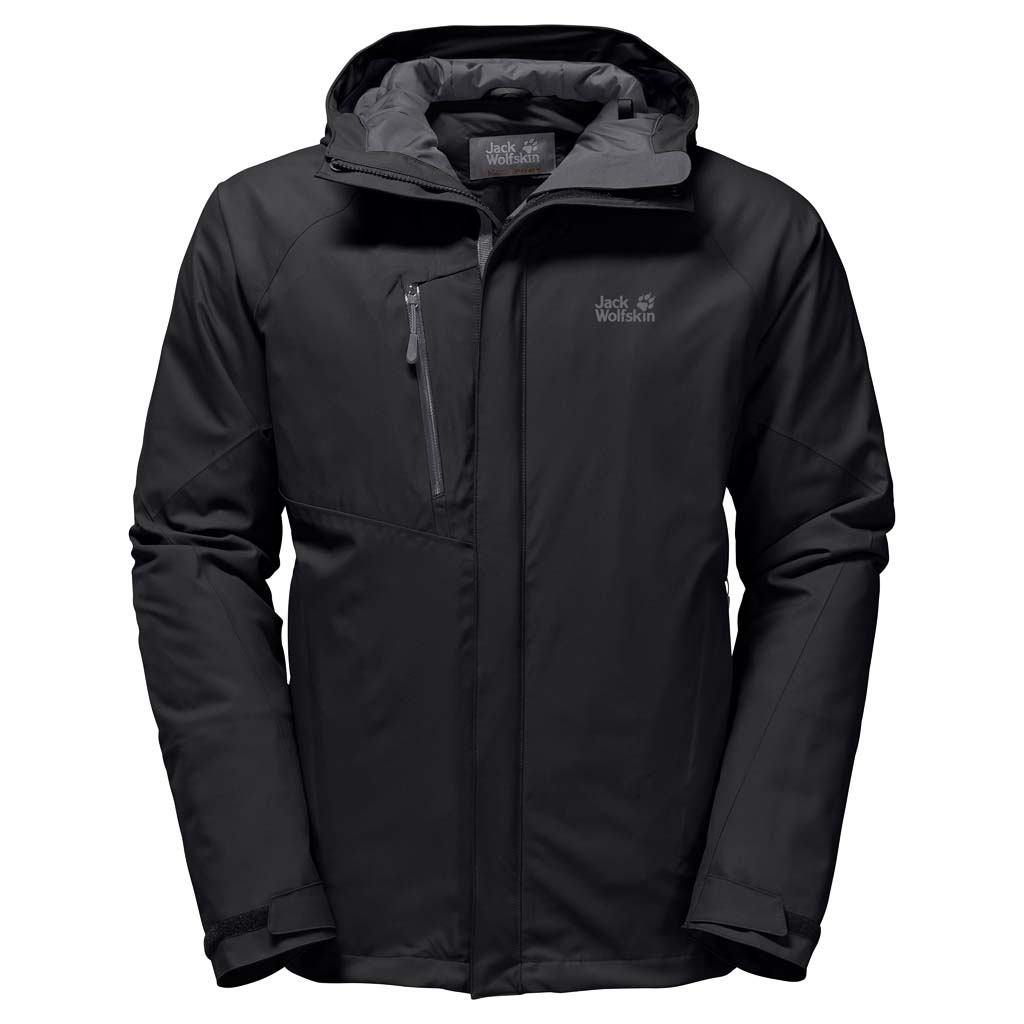 Куртка мужская Jack Wolfskin Troposphere M, цвет: черный. 1106901-6001. Размер XXL (54)1106901-6001 Куртка мужская Jack Wolfskin Troposphere M, цвет: черный. 1106901-6001. Размер XXL (54)1106901-6001Зимняя куртка для хайкинга Jack Wolfskin Troposphere изготовлена из водо- и ветронепроницаемого материала с теплой подкладкой. Модель прямого кроя с высоким воротником-стойкой, надежно защищающим от ветра, застегивается на молнию с ветрозащитной планкой на кнопках и дополнена вшитым капюшоном с защитным козырьком и возможностью регулировать внутренний объем и область обзора. Изделие имеет два кармана на бедрах, нагрудный карман, внутренний карман, вентиляционные молнии в подмышечной области, дополнительные манжеты и канал для провода наушников. С курткой Jack Wolfskin Troposphere погода и температура на улице перестанут иметь для вас значение. Все благодаря одному преимуществу этой водо- и ветронепроницаемой куртки - инновационному утеплителю Downfiber - продуманной смеси пуха и перьев с водоотталкивающей обработкой и синтетических волокон. Этот утеплитель не только очень эффективный, но еще и ультралегкий и нечувствительный к влаге. А благодаря прекрасно дышащей ткани Texapore, эта замечательная куртка готова к новым масштабным приключениям. - Материал верха: Texapore O2+ Stretch 2L: эластичная, совершенно водо- и ветронепроницаемая, невероятно дышащая наружная ткань (водостойкость в мм водяного столба: 20 000, паропроницаемость (MVTR): > 15 000 г/м2/24 ч). - Утеплитель 1: Downfiber 700 cuin: утеплитель состоит из 70% утиного пуха с водоотталкивающей обработкой и 30% невероятно теплых, быстросохнущих и легких в уходе синтетических волокон с высоким ворсом (упругость 700 cuin); сертифицировано RDS. - Утеплитель 2: Microguard (120 г/м2): эффективный синтетический утеплитель.