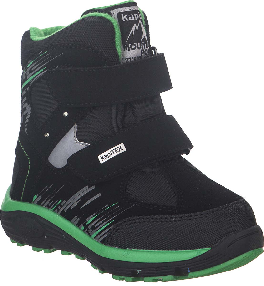 Ботинки для мальчика Kapika KapiTEX, цвет: черный, зеленый. 42234-2. Размер 31