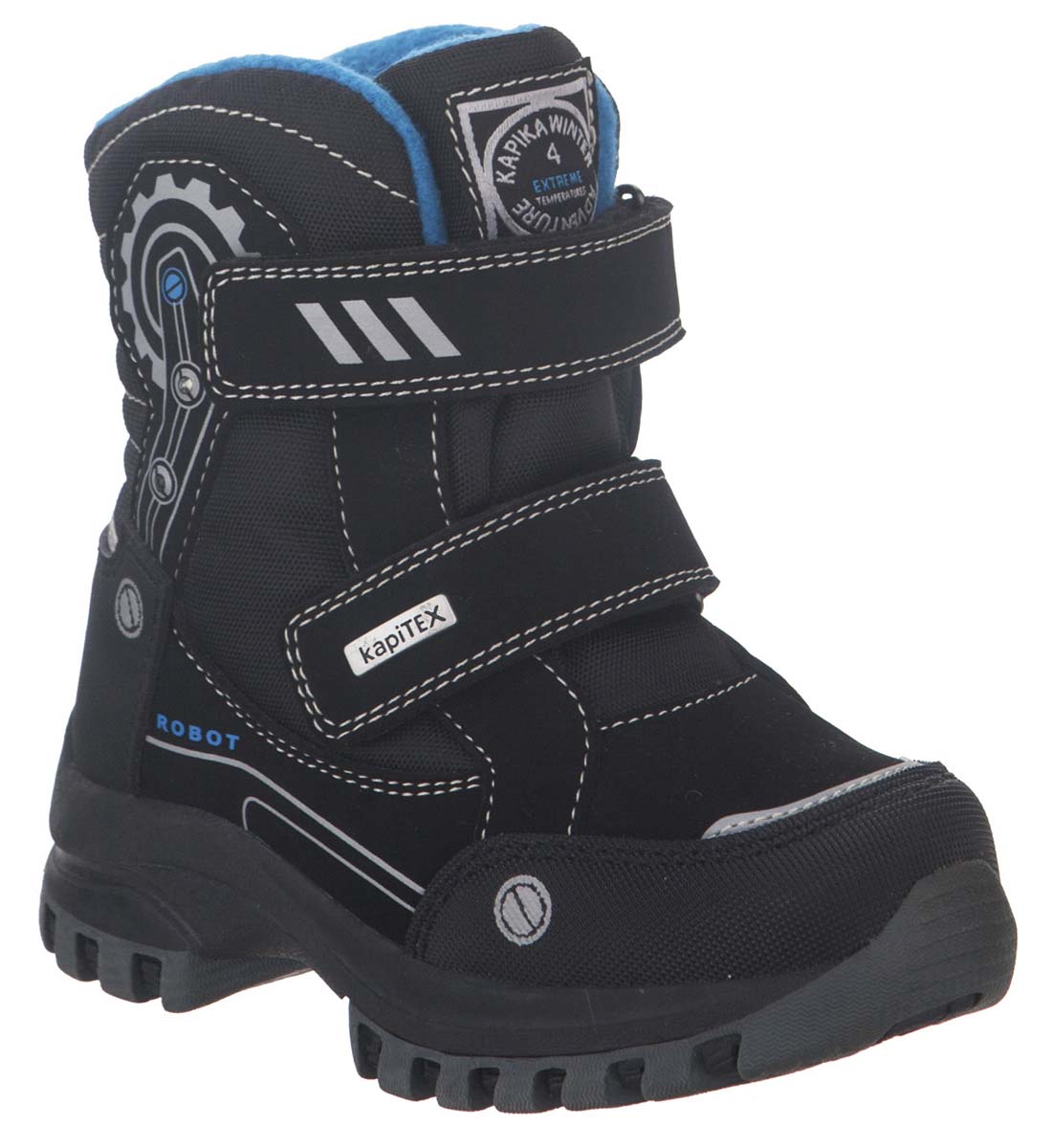 Ботинки для мальчика Kapika KapiTEX, цвет: черный, синий. 41188-1. Размер 24