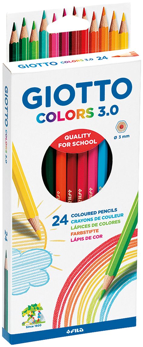 Giotto Набор цветных карандашей Colors 3.0 24 шт276700 Giotto Набор цветных карандашей Colors 3.0 24 шт276700Набор карандашей гексагональной формы Giotto Colors 3.0 состоит из 12 цветов. Изготовлены карандаши из сертифицированной древесины. Легко и экономично затачиваются, не крошатся. Толщина грифеля - 3 мм. Яркие насыщенные цвета, мягкое рисование. На корпусе карандаша имеется место для персонализации. Идеально подходят для школы.