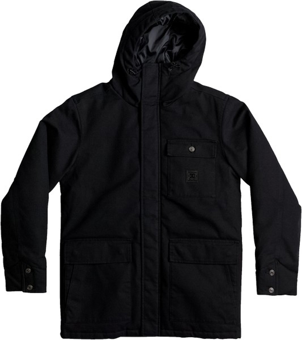 Куртка мужская DC Shoes Canongate, цвет: черный. EDYJK03135-KVJ0. Размер M (48)EDYJK03135-KVJ0 Куртка мужская DC Shoes Canongate, цвет: черный. EDYJK03135-KVJ0. Размер M (48)EDYJK03135-KVJ0Мужская куртка-парка от DC Shoes выполнена из хлопчатобумажной парусины, подкладка - из синтетической тафты. Куртка имеет стеганый дизайн с плотной набивкой. Модель с капюшоном на кулиске застегивается на молнию и имеет ветрозащитную планку на кнопках. Куртка дополнена боковыми карманами с двойным доступом и накладным нагрудным карманом на пуговице со стойкой.