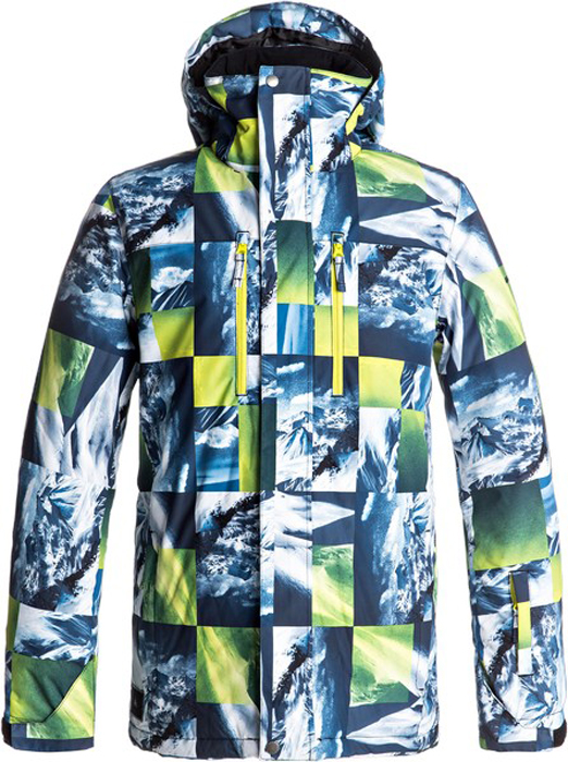 Куртка мужская Quiksilver Mission, цвет: белый, темно-синий, желтый. EQYTJ03128-GGP7. Размер M (48)EQYTJ03128-GGP7 Куртка мужская Quiksilver Mission, цвет: белый, темно-синий, желтый. EQYTJ03128-GGP7. Размер M (48)EQYTJ03128-GGP7Сноубордическая куртка Quiksilver Mission изготовлена из мембранной ткани (полиэстер простого плетения). В качестве утеплителя используется наполнитель Warmflight (тело 120 г, рукава 80 г, капюшон 60 г). Подкладка выполнена из тафты и трикотажа с начесом. Предусмотрены сеточные вставки в области подмышек. Все основные швы проклеены. Система пристегивания позволяет куртку и штаны пристегнуть друг к другу.Модель современного кроя со съемным капюшоном застегивается на молнию с ветрозащитной планкой на кнопках. Размер капюшона можно регулировать. Куртка дополнена несъемной противоснежной юбкой, которая застегивается на кнопки. Манжеты рукавов регулируются с помощью хлястиков и липучек. Куртка имеет удобные карманы, из которых карман для скипасса и внутренний карман для катальной маски. Имеется карабин для ключей.