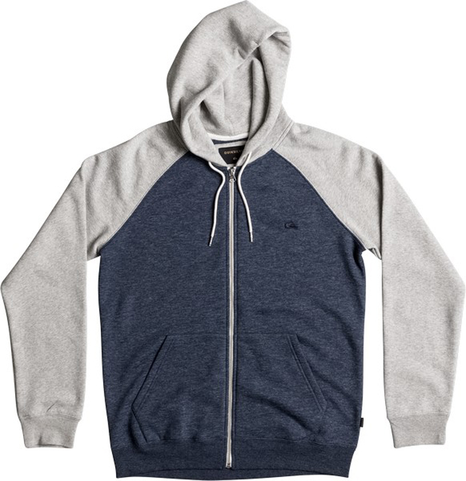 Толстовка мужская Quiksilver, цвет: светло-серый, темно-синий. EQYFT03429-BYJ6. Размер S (46)EQYFT03429-BYJ6 Толстовка мужская Quiksilver, цвет: светло-серый, темно-синий. EQYFT03429-BYJ6. Размер S (46)EQYFT03429-BYJ6Мужская толстовка Quiksilver изготовлена теплой ткани средней плотности. Модель с капюшоном и длинными рукавами-реглан застегивается на молнию. На капюшоне предусмотрена подкладка. По краю капюшон дополнен затягивающимся шнурком. На рукавах имеются манжеты. Спереди расположены два кармана. Изделие украшено вышитым логотипом на груди.