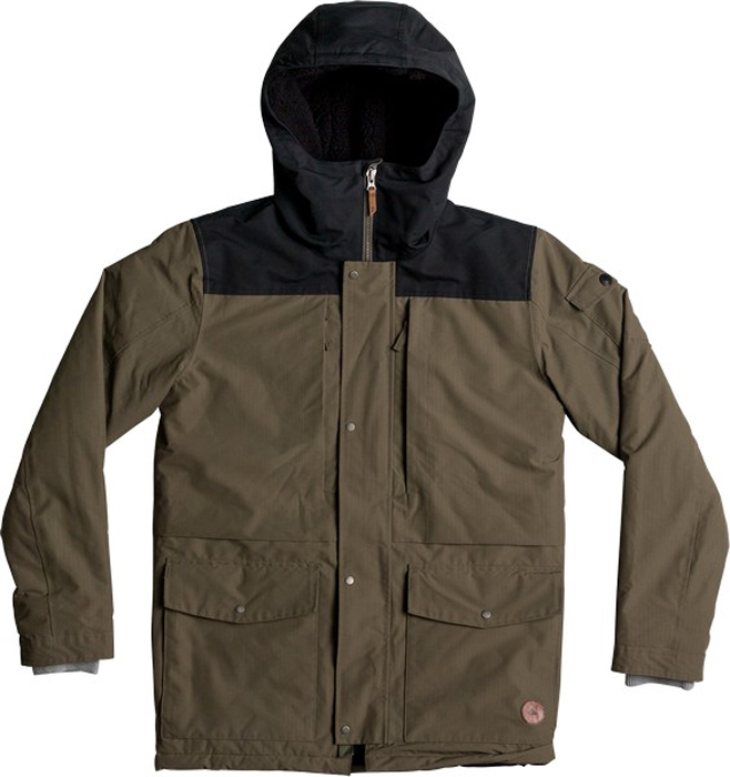 Куртка мужская Quiksilver Canyon, цвет: темно-зеленый, темно-серый. EQYJK03334-CRE0. Размер L (50)EQYJK03334-CRE0 Куртка мужская Quiksilver Canyon, цвет: темно-зеленый, темно-серый. EQYJK03334-CRE0. Размер L (50)EQYJK03334-CRE0Мужская куртка Quiksilver Canyon изготовлена из технологичного водостойкого материала. В качестве утеплителя используется наполнитель 3M Thinsulate Type KK (240 г). На изделии предусмотрена сверхтеплая подкладка из шерпы. Все основные швы проклеены. Модель современного кроя с капюшоном застегивается на молнию с ветрозащитной планкой на кнопках. Размер капюшона можно регулировать. На рукавах предусмотрены трикотажные манжеты. Куртка имеет удобные карманы, из которых два утеплены.